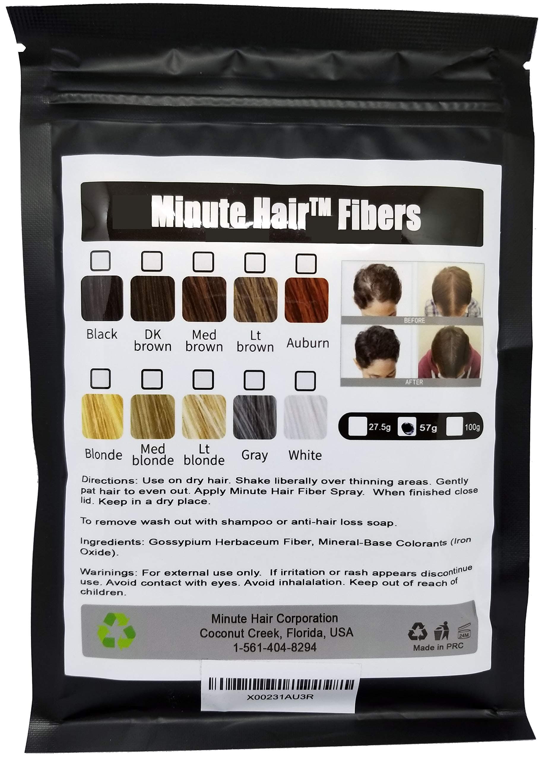 Minute Hair Building Fibers Medium Brown 57 Grams (2 oz) Refill Loss Concealer That You Can Use for Your Bottles From Competitors Like Toppik, Xfusion (Medium Brown)