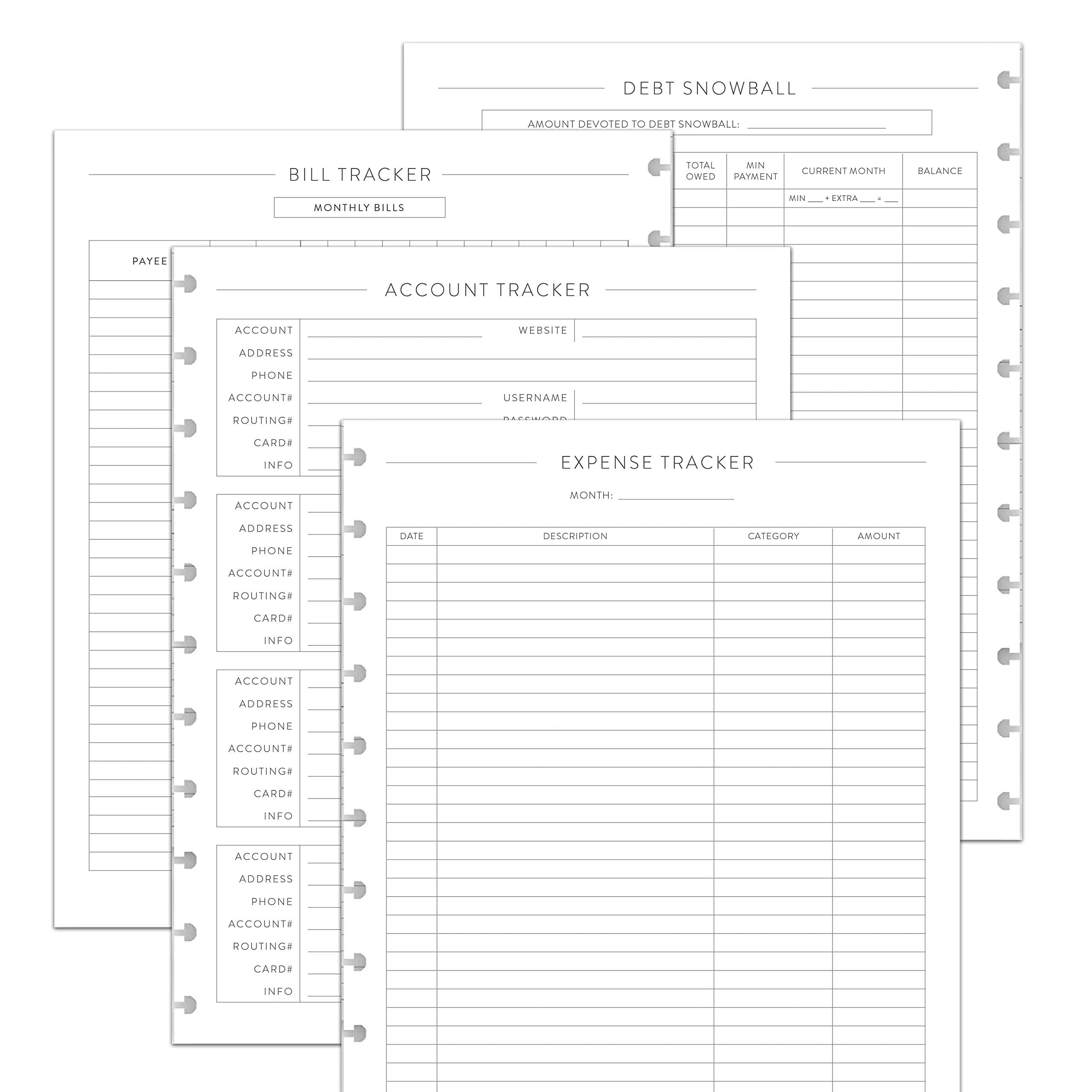 BetterNote Finance Refill Forms for Disc Notebooks, Fits Levenger Circa, Happy Planner, Staples Arc, TUL, Discbound (Bill Tracker, 11-Disc, 8.5"x11")