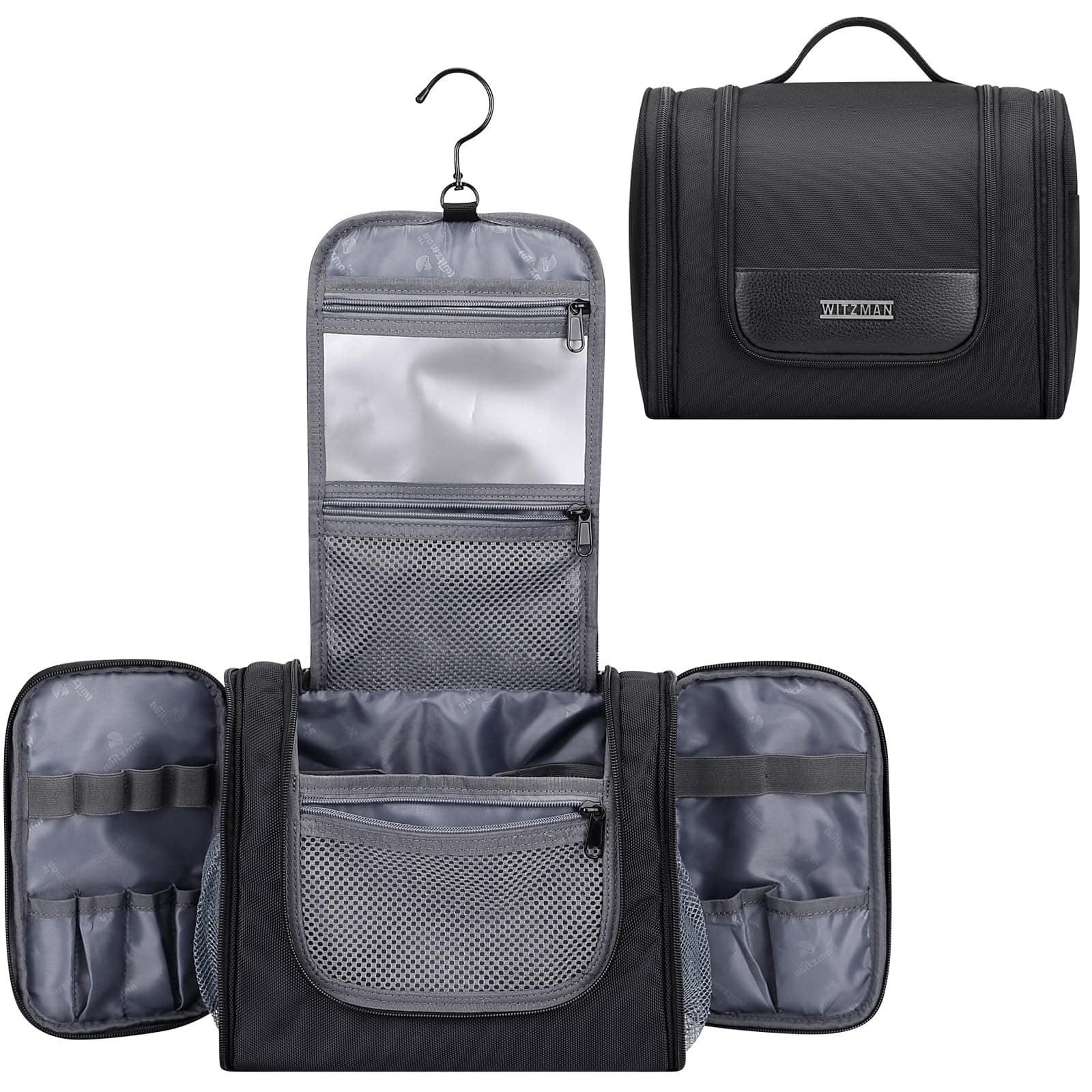 WITZMAN Toiletry Bag for Men Women Large Hanging Multi-Organization Bathroom Bag Water-Resistant Dopp Kit Shaving Bag Men