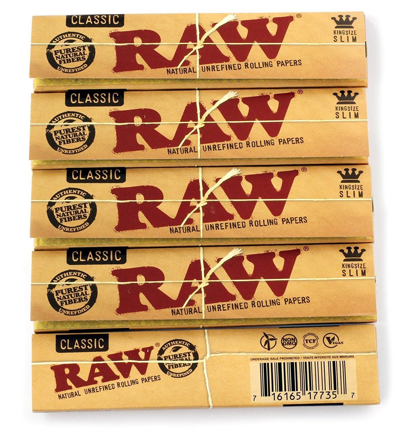 Elements King Size Slim Rolling Papers, Pack of 5, Brown