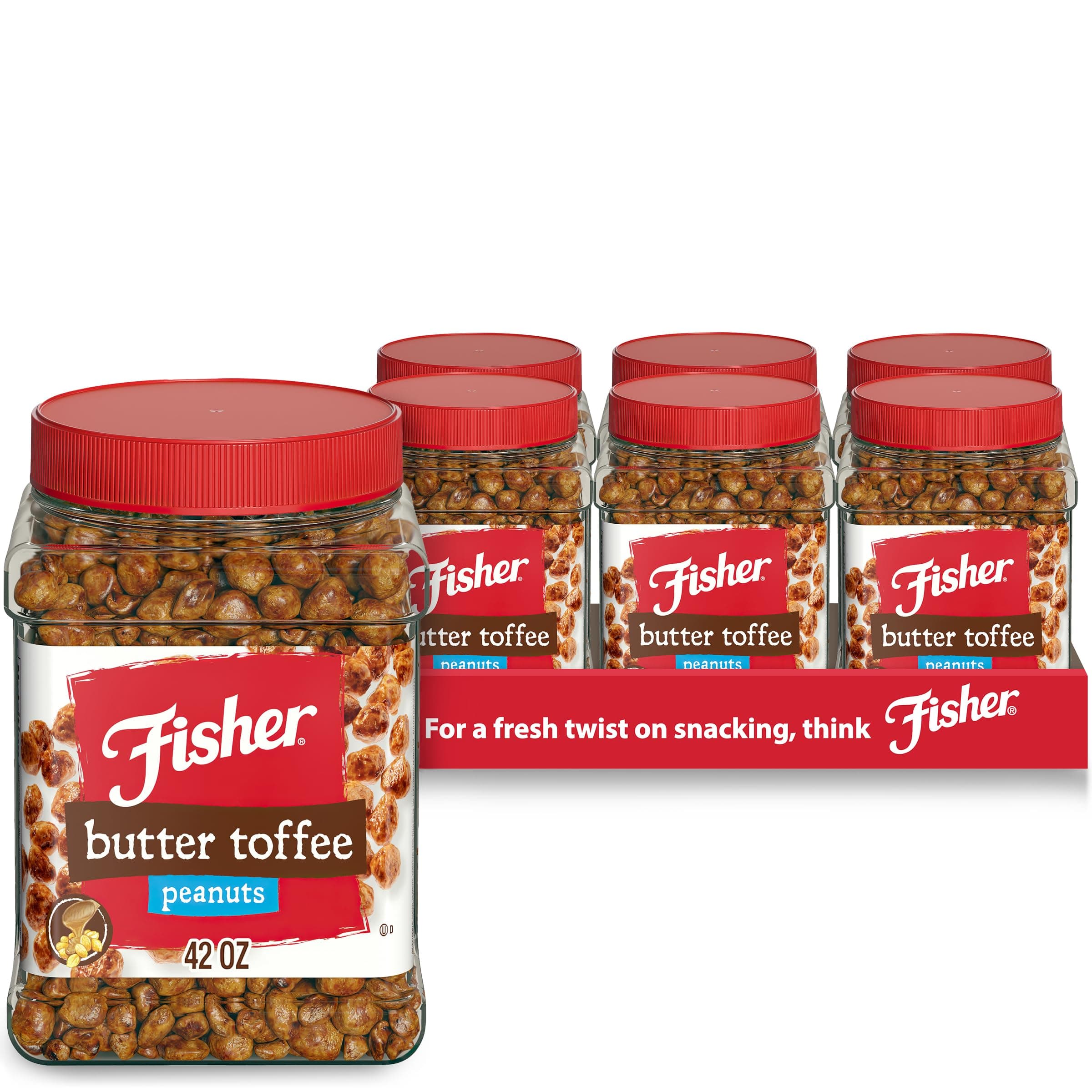 Fisher Nuts Snack Butter Toffee Peanuts, 42 Ounces (Pack of 6), No Artificial Colors or Flavors