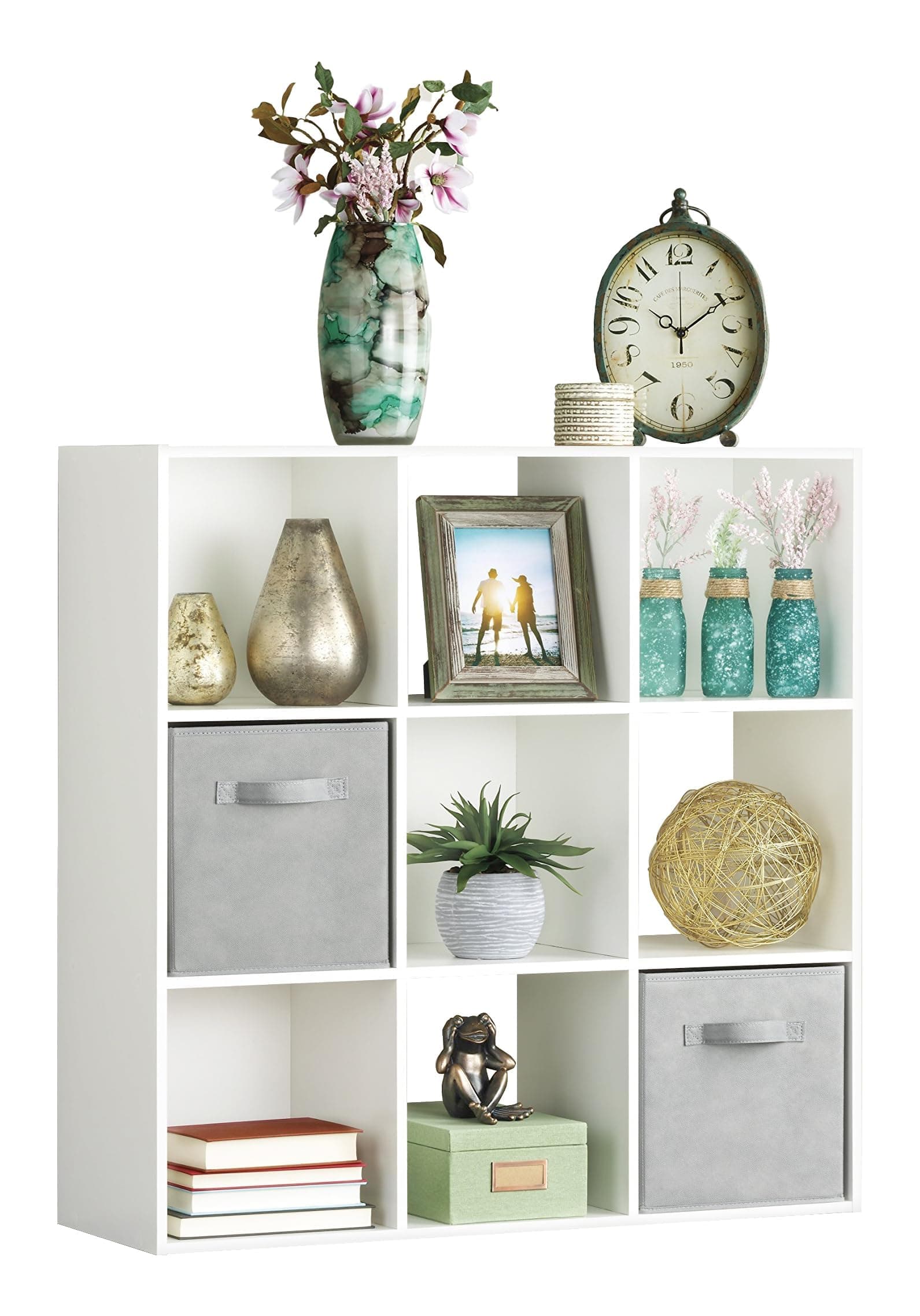 Whitmor 9 Wood Storage White Cube Organizer