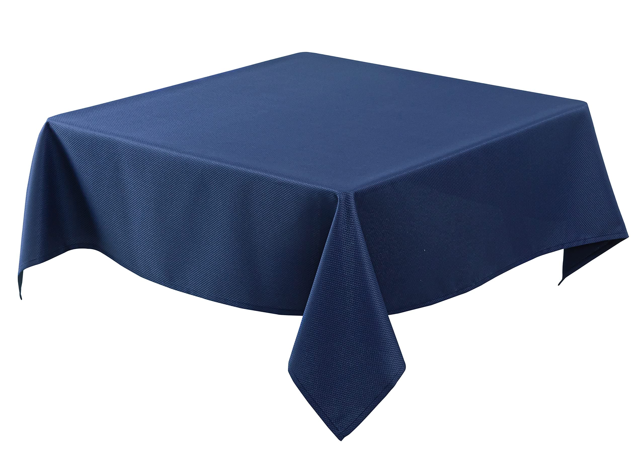 Biscaynebay Textured Fabric Square Tablecloths 70x70 Inches, Navy Water Resistant Card Table Cloth Folding Table Cover for Dining, Kitchen, Wedding and Parties etc. Machine Washable
