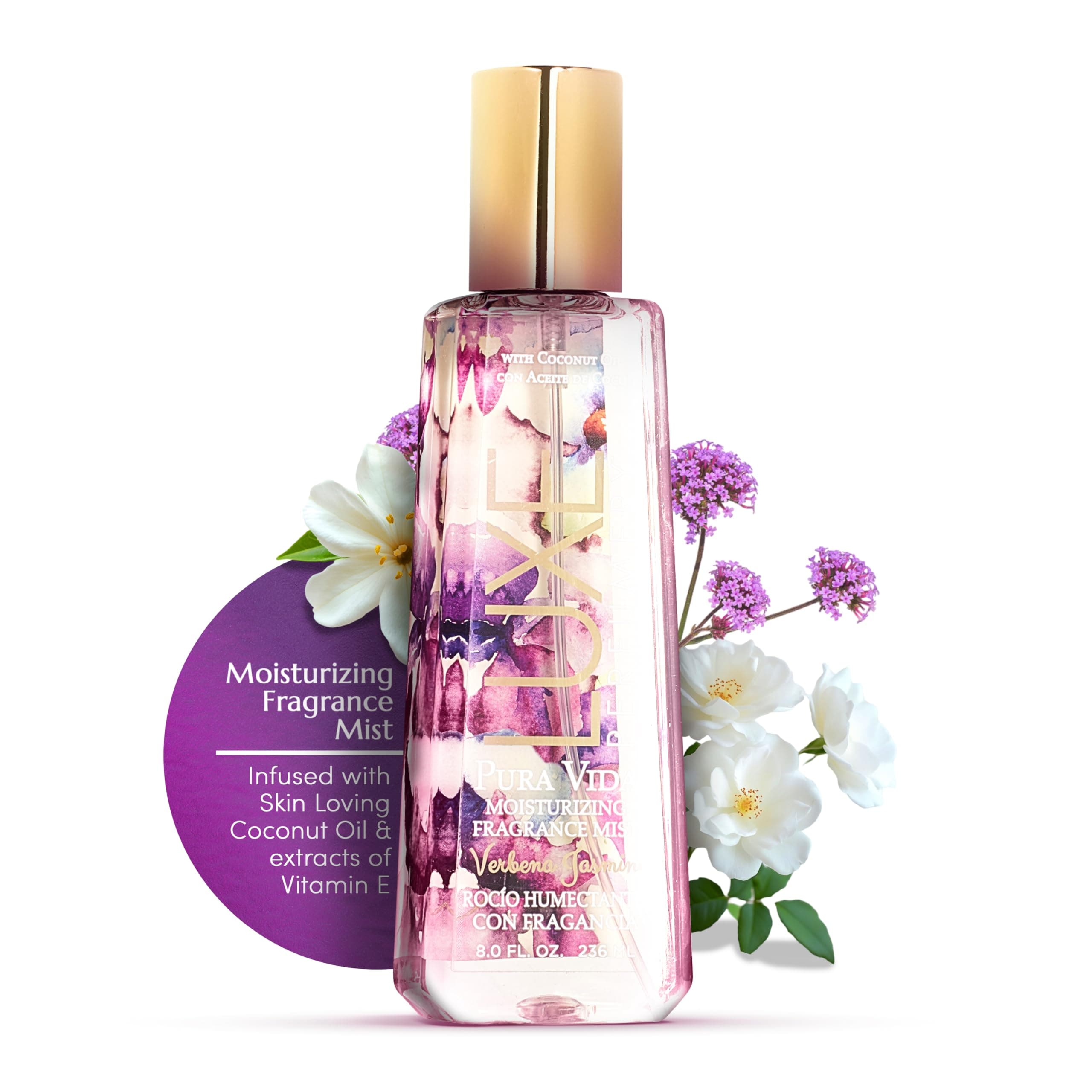 Luxe Perfumery Pura Vida Moisturizing Fragrance Mist Verbena Jasmine 8.0 Fluid Ounce