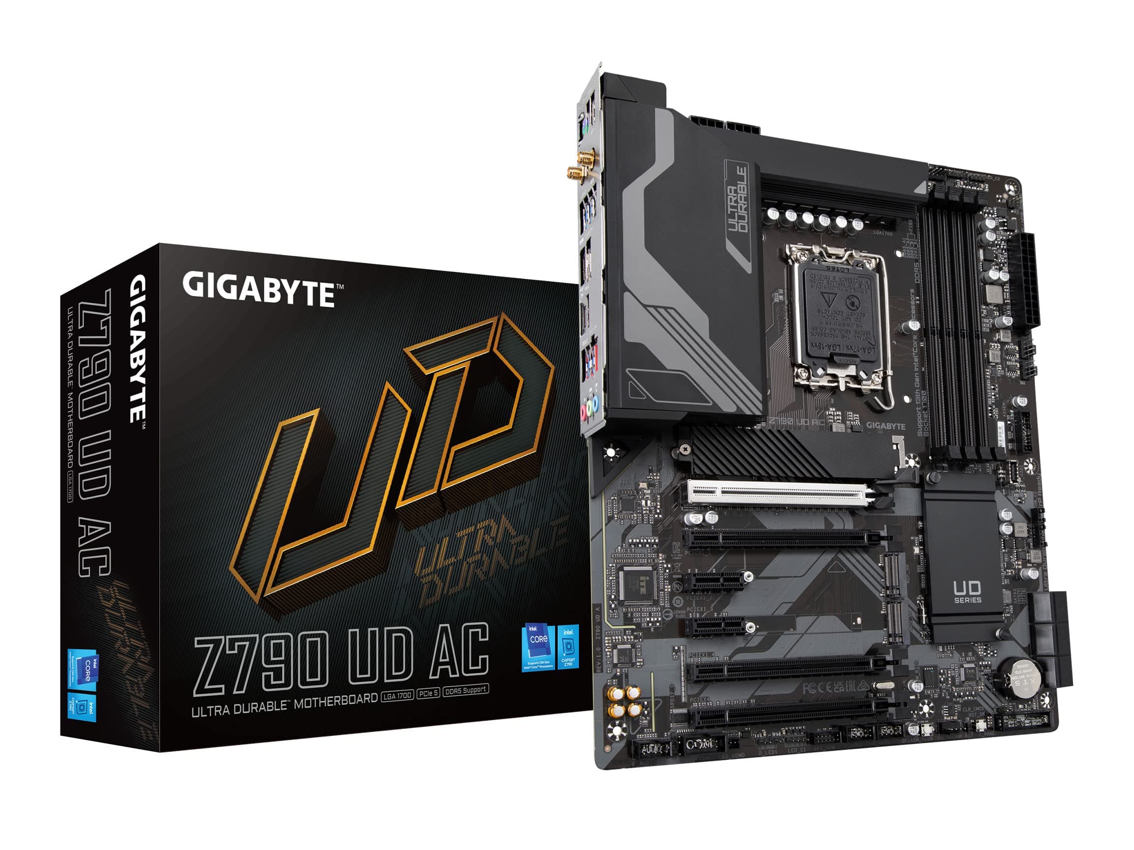 GIGABYTE Z790 UD AC LGA 1700 ATX Motherboard, Support Intel Core 14th/13th/12th Gen, DDR5, 16+1+1 Power Phase, 3X M.2, PCIe 5.0, USB-C 3.2, Dual Band WiFi, 2.5GbE, EZ-Latch, Q-Flash, RGB Fusion