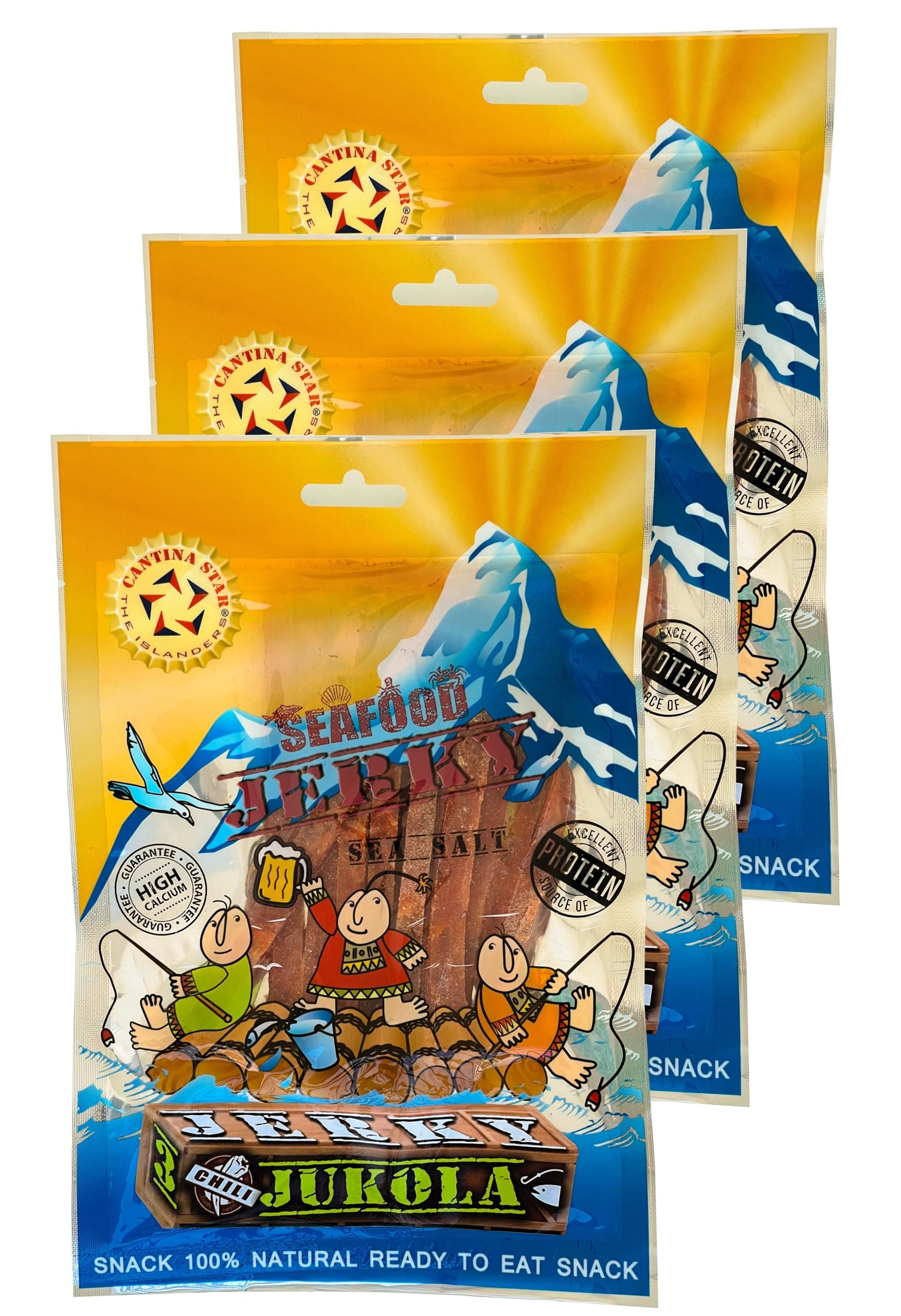 CANTINA STAR | Fish Jerky (Dried Fish) | Jukola Cod Chili | 2.8 oz - All Natural & Wild Caught - Pack of 3