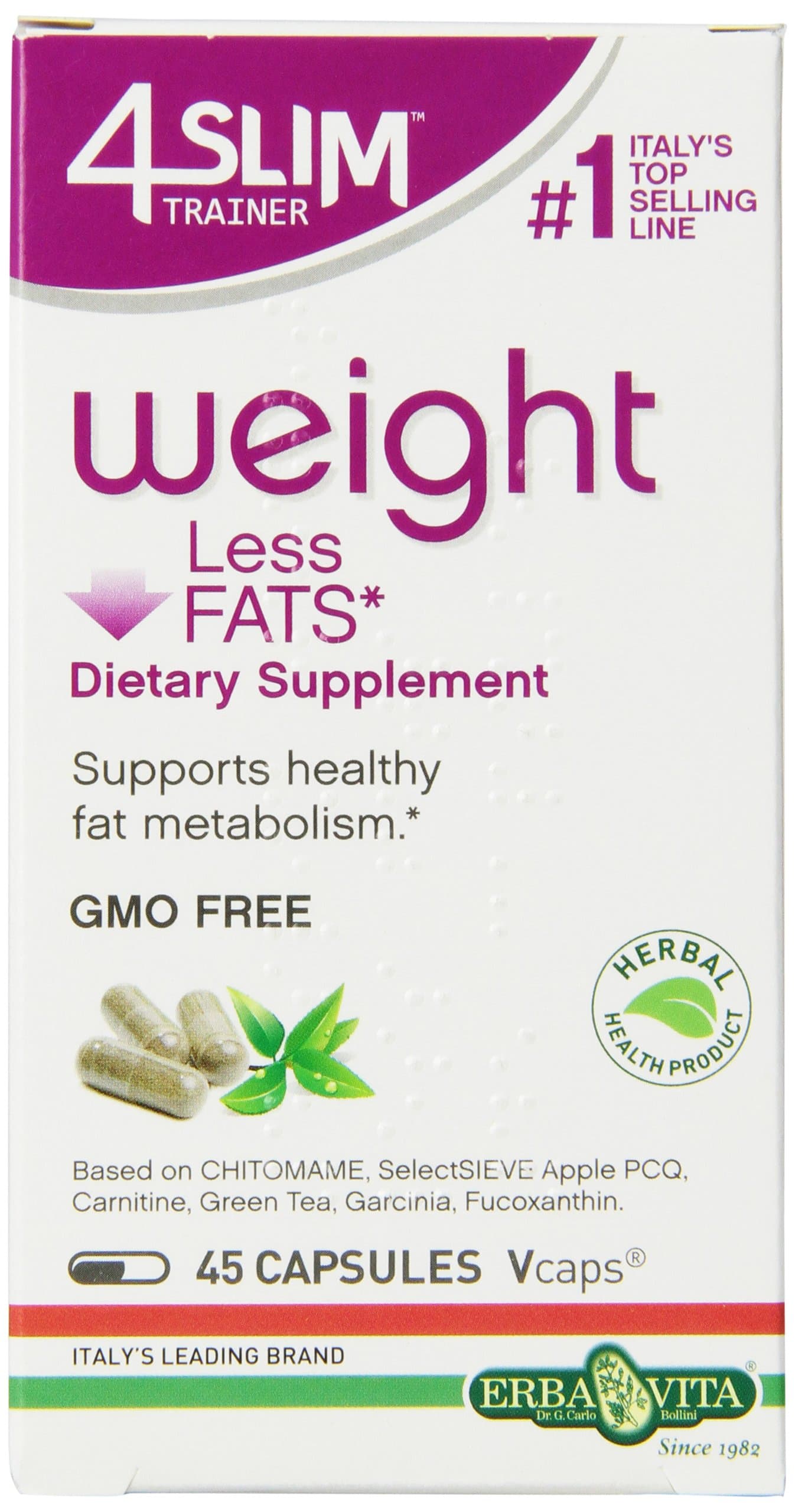 Erba Vita 4 Slim Trainer Weight Less Fats, 45 Count