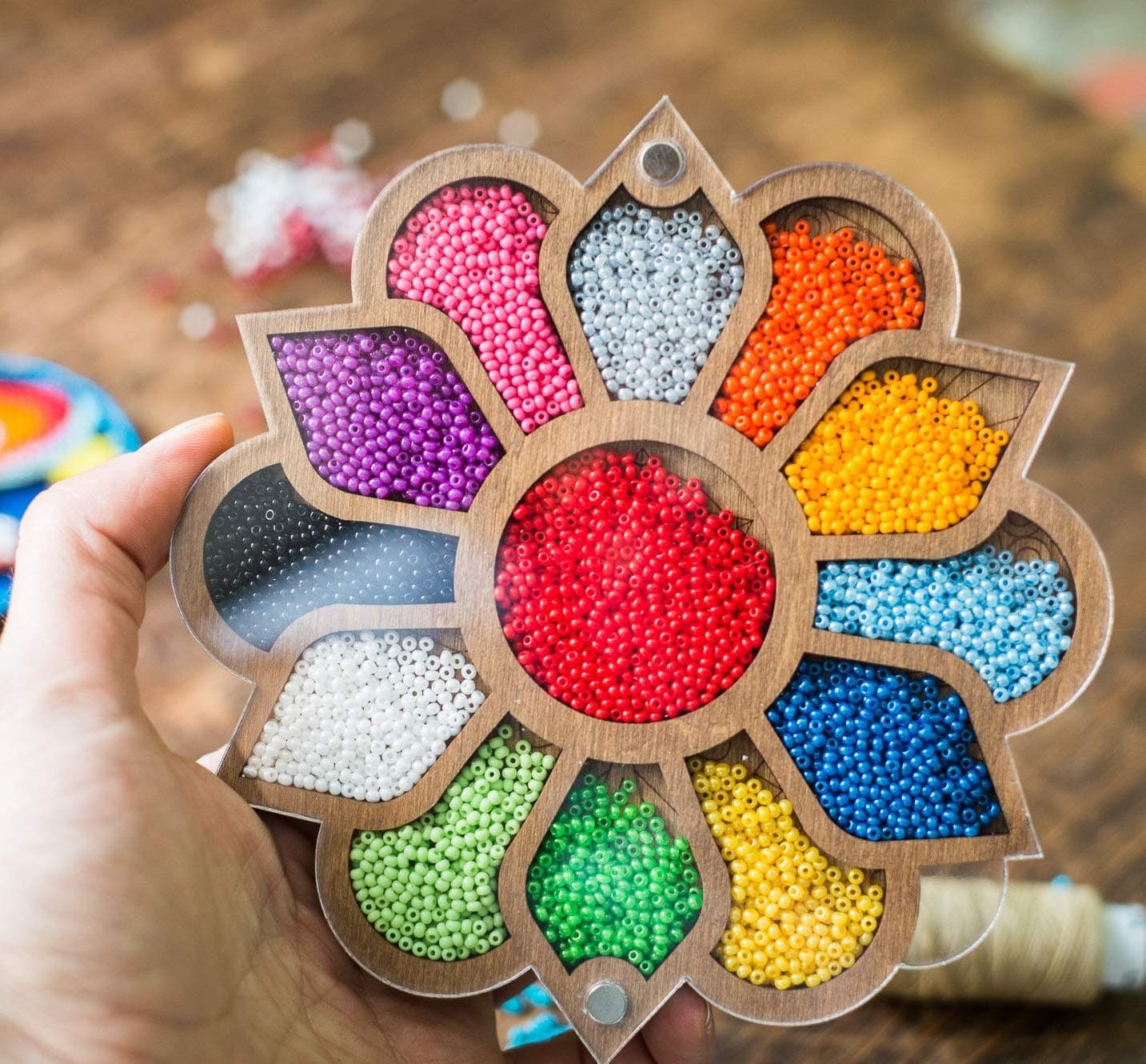 Bead Organizer, Diamond Painting Bead Tray with Transparent Lid and Needle Holder, for Accessories Small Jewelry Clear Storage Case Box Organizer BC-002