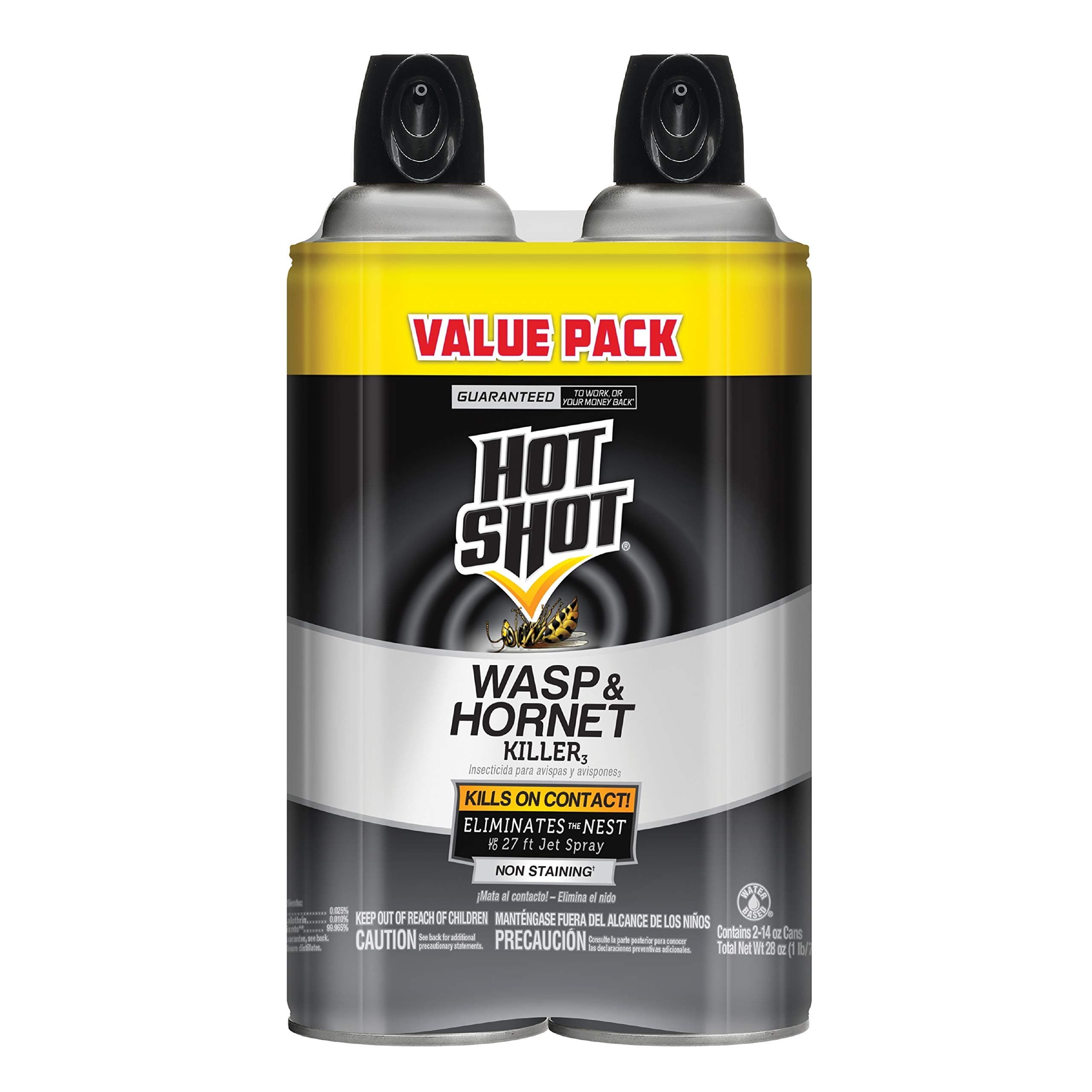 Hot Shot Wasp And Hornet Killer 14 Ounces, Aerosol, Up to 27-Foot Jet Spray, Pack of 2