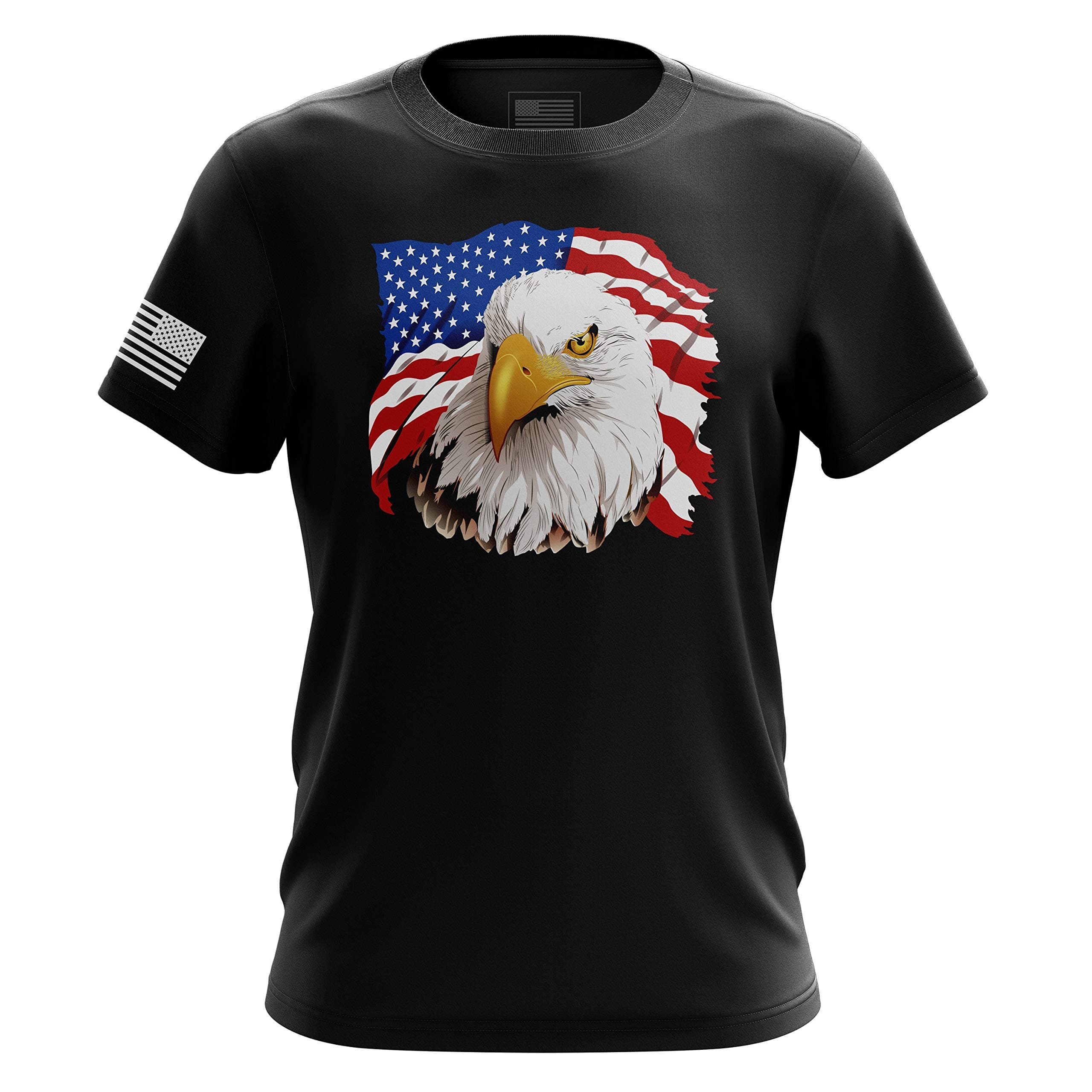 Tactical Pro Supply American Freedom Eagle Cross Flag Military Army Mens T-Shirt-Cotton Polyester Materials Machine Wash Cold Tshirt Made in USA - Black (Small)