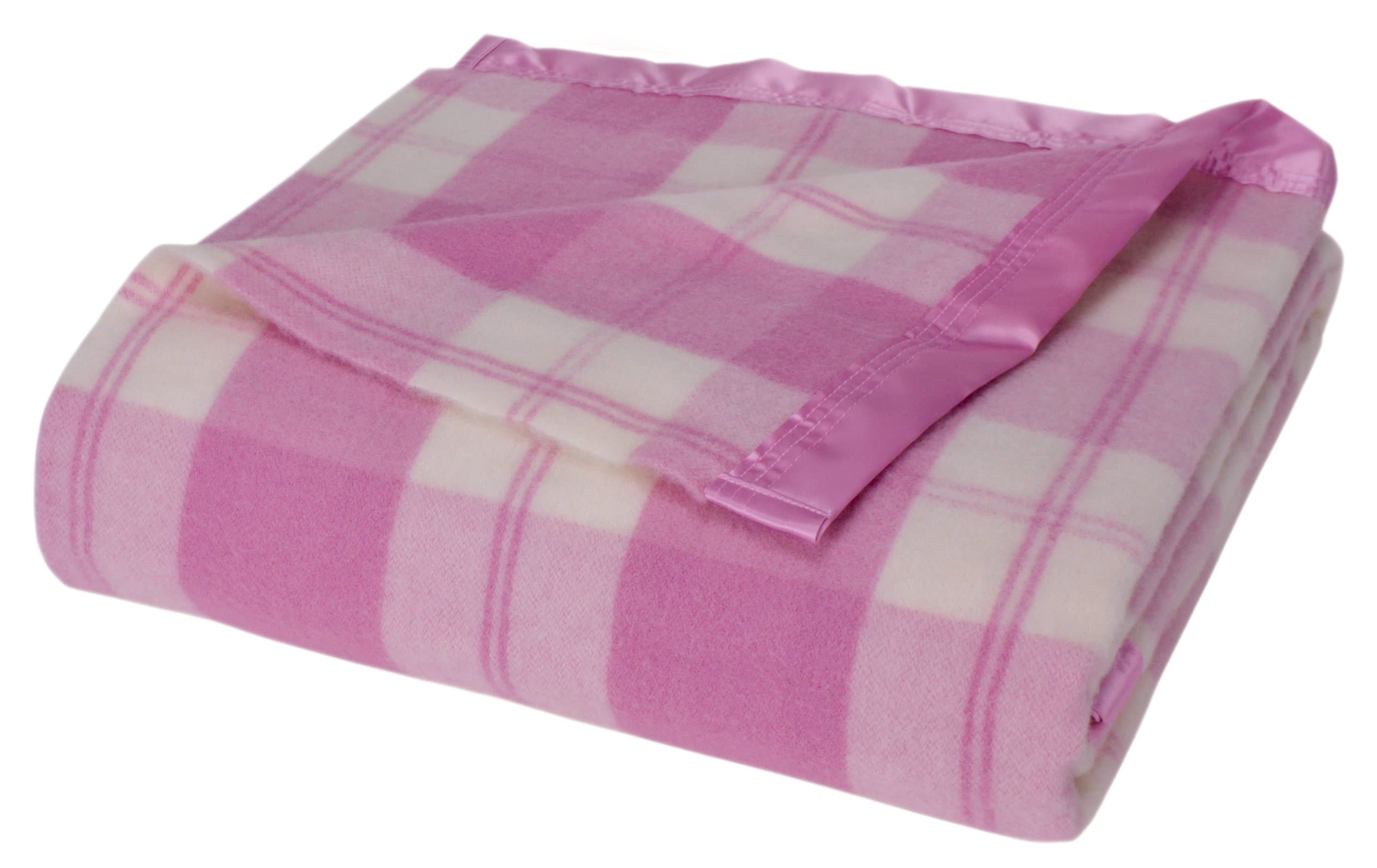 Waratah All-Natural 100-Percent 425GSM Tasmanian Merino Wool Blanket, Rose Plaid, Twin