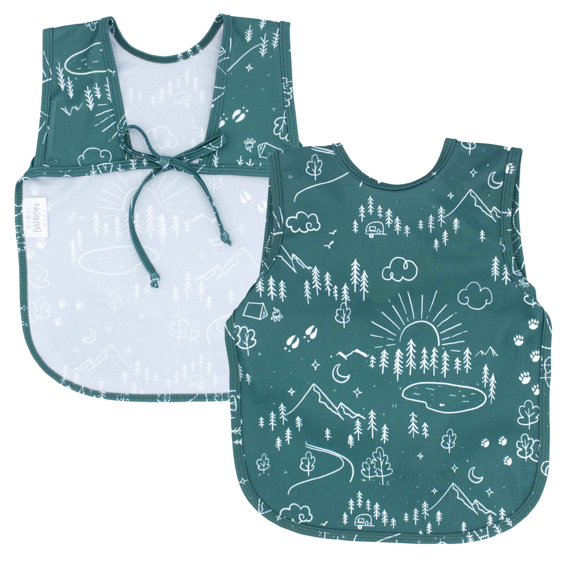 BapronBaby Pine Forest Bapron - Soft Waterproof Stain Resistant Bib - Machine Washable - 6m - 5yr - (Sz Preschool 3-5yrs)