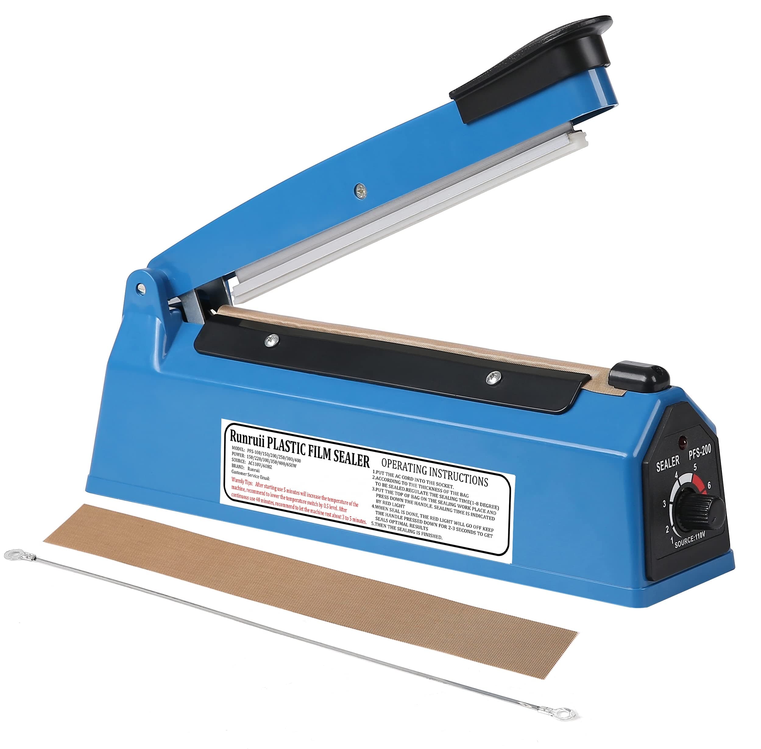 Impulse Heat Sealer Manual Bags Sealer Heat Sealing Machine 12 Inch Impulse Sealer Machine for Plastic Bags PE PP Bags with Extra Replace Element Grip