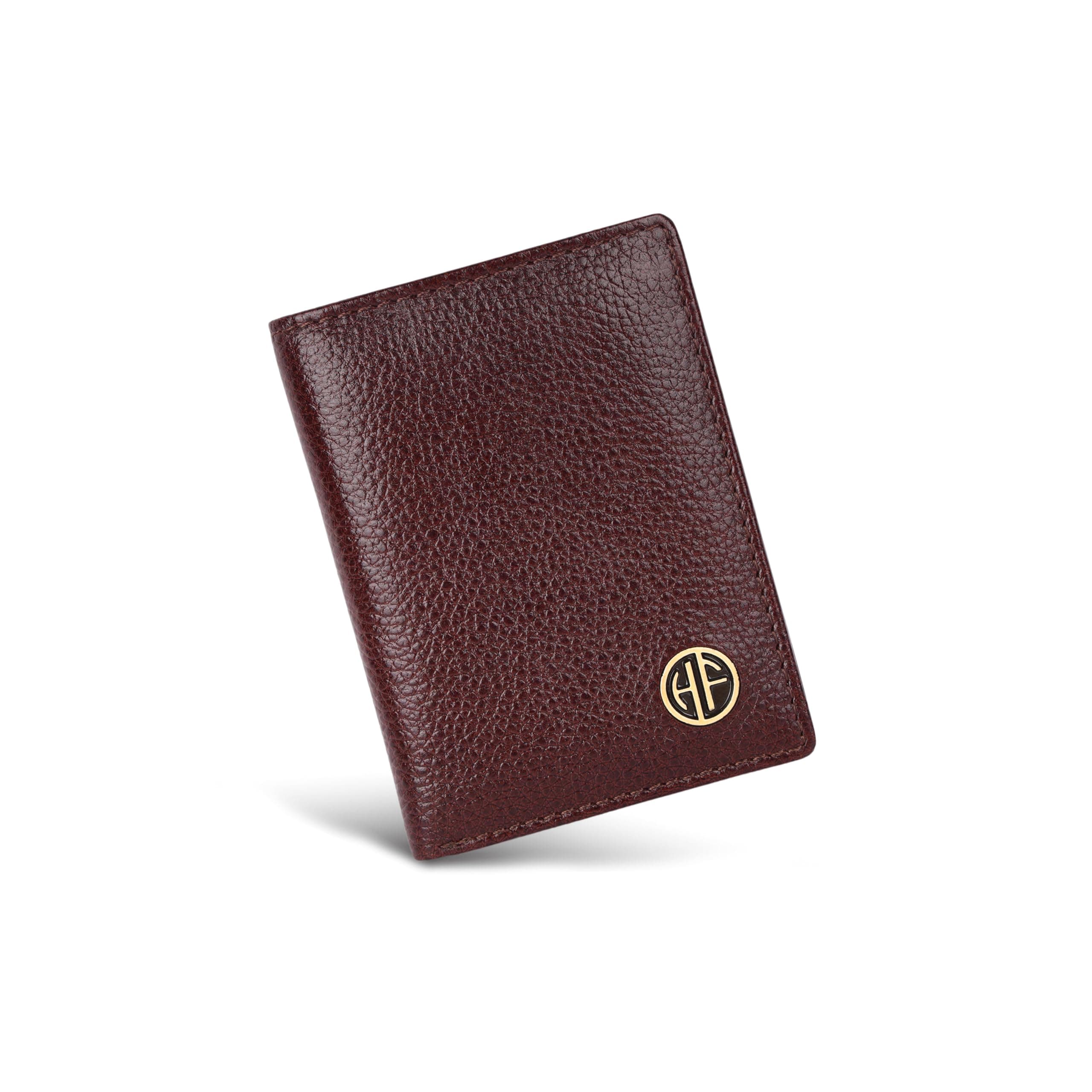 Genuine Leather Card Holder Wallet for Man & Women, RFID Protected ATM/Credit Card Holder Wallet for Men with 6 Slots and 1 Currency Slot, Gift for Men - Brown