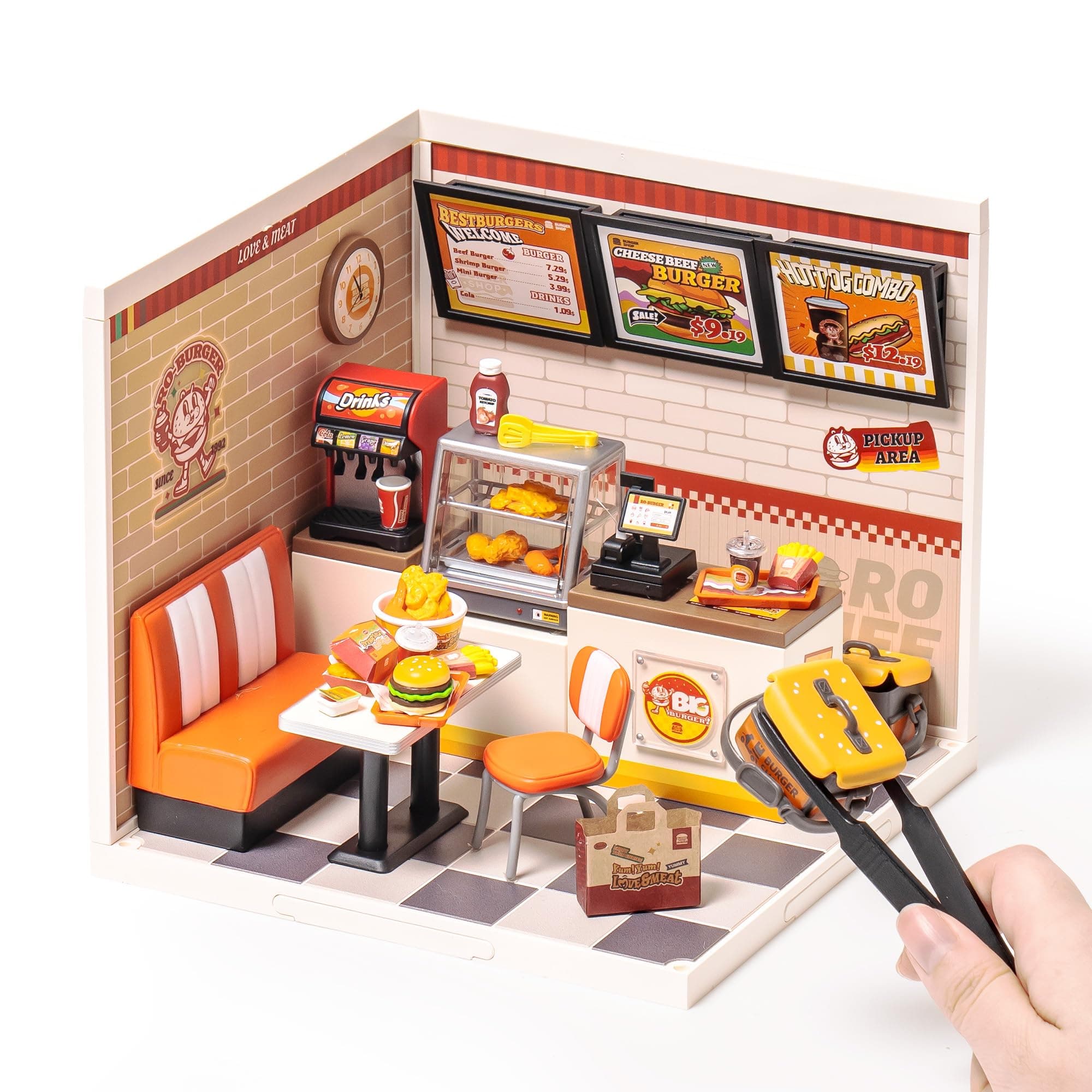 Rolife Super Creator Series DIY Miniature House Kits Dollhouse Model Kits with Accessories Hobbies of Women Christmas Birthday Gift for Adults (Yum Yum Burgers)