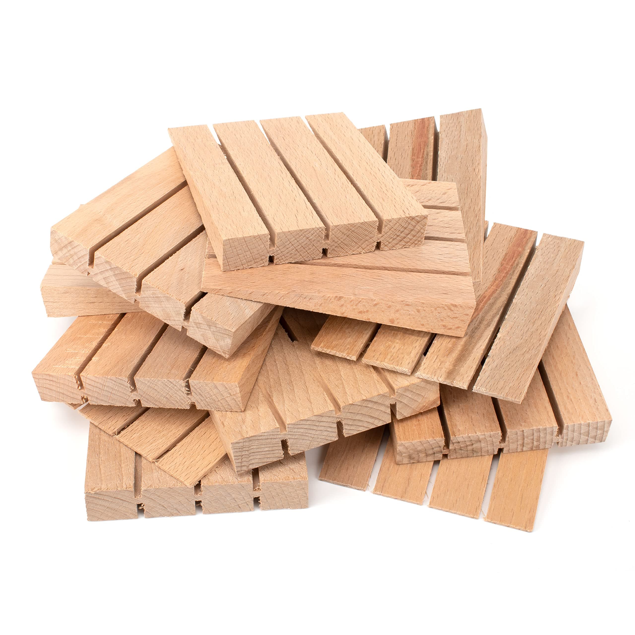 JCP Hardwood Wooden Wedges Wood Shims, Fence Panel Wedges, 12 x Blocks of 4 (48 Wood Wedges in Total) L 92mm x W 16mm x H 15mm > 1mm