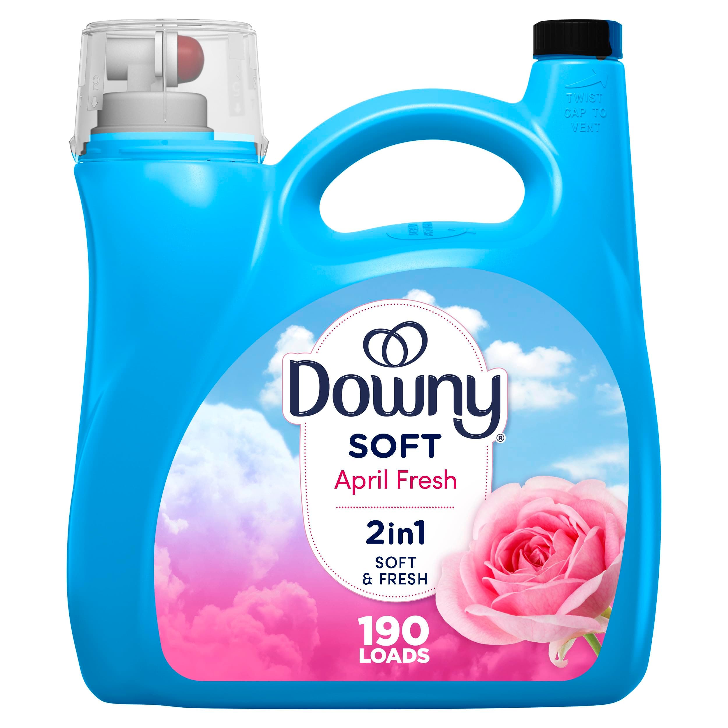 Downy Liquid Fabric Softener, April Fresh 2-in-1 Fresh & Soft, 140 Fl Oz, 190 Loads, Fabric Conditioner For Freshness And Softness