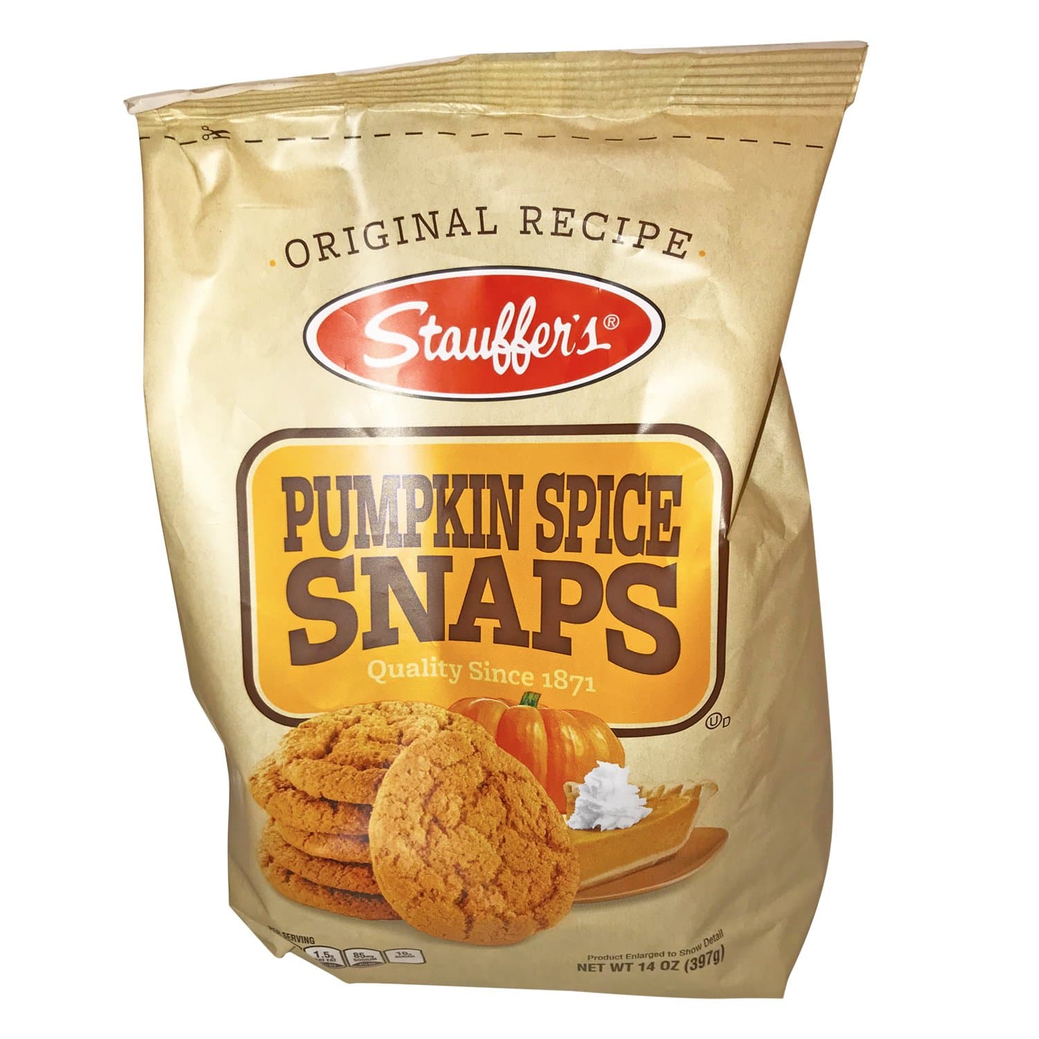 STAUFFERSPumpkin Spice Ginger Snaps! One 14 Oz Bag! Favorite Old Time Treat Now In Pumpkin Flavor! Delicious Fall Time Snack!