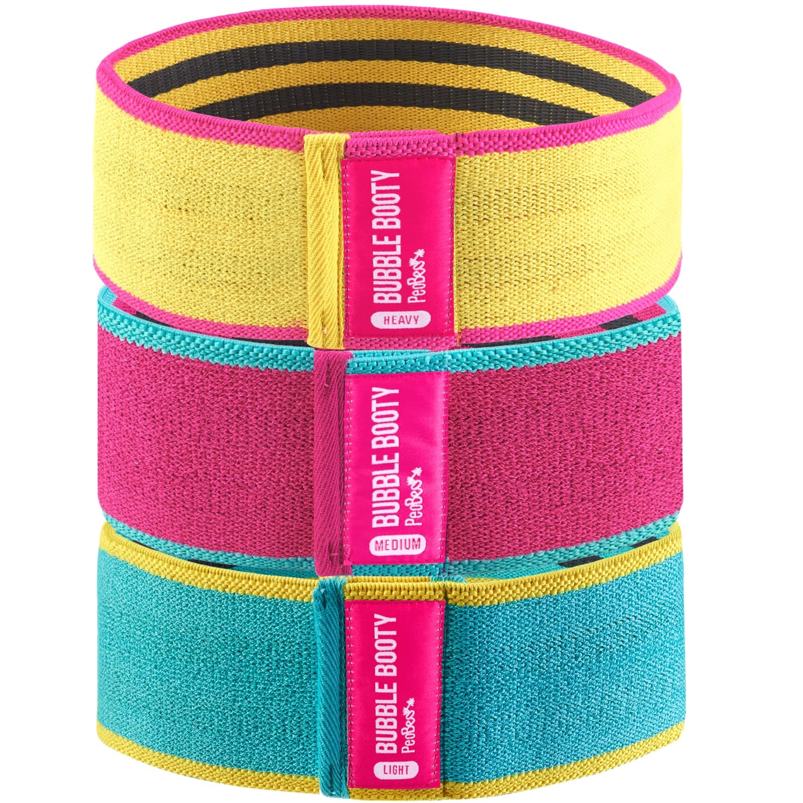PeoBeo Fabric Resistance Bands | Hip Band Set of 3 Non Slip Hip Thruster Hip Resistance Circle for Glute Activation, Thick Grippy Fabric Booty Bands with Workout Book