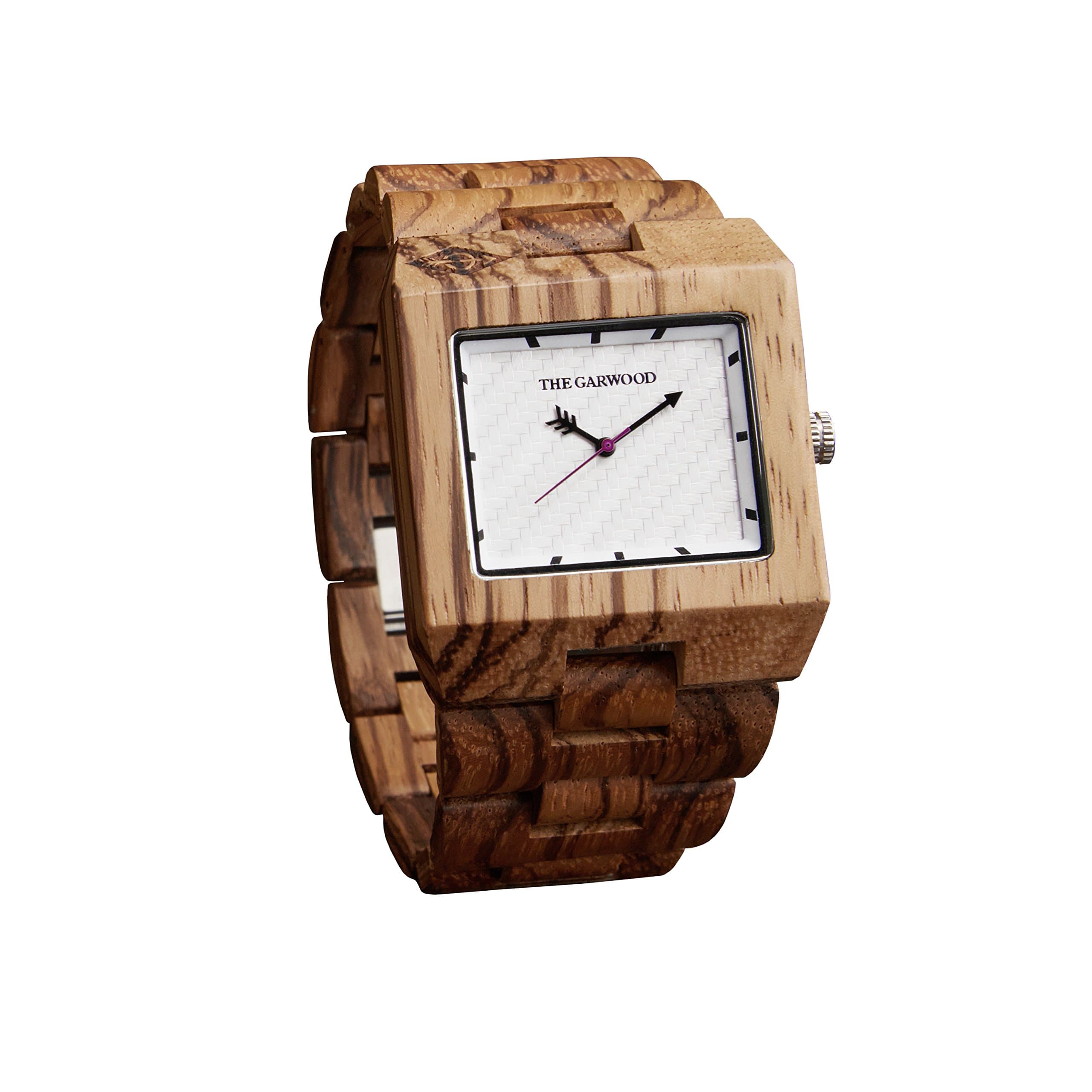 Congolese Zebrawood Watch -"Wakati" - Square - Analog - 12-Month Warranty