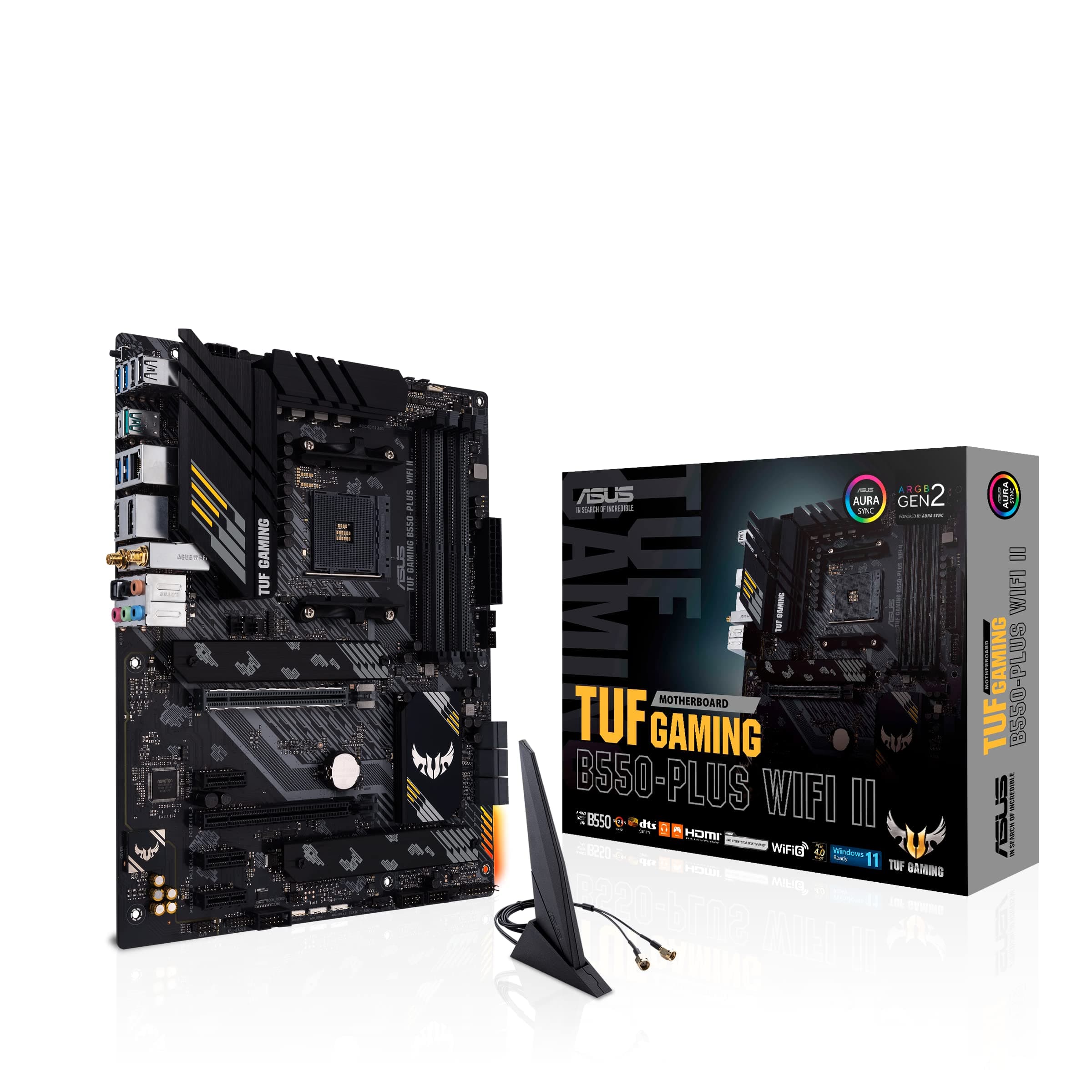 ASUS TUF Gaming B550-PLUS WiFi II AMD AM4 (3rd Gen Ryzen™) ATX Gaming Motherboard (PCIe 4.0, WiFi 6, 2.5Gb LAN, BIOS Flashback, USB 3.2 Gen 2, Addressable Gen 2 RGB Header and Aura Sync)