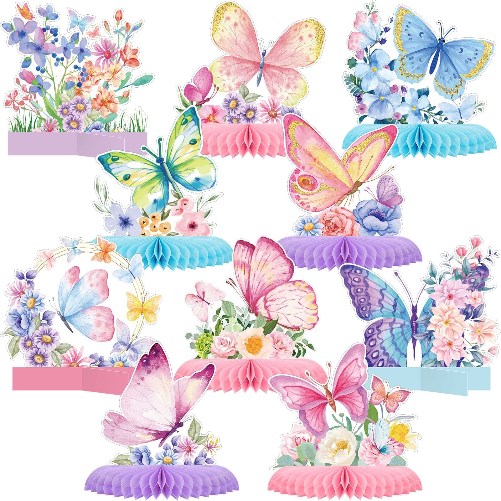 Epakh 10 Pieces Butterfly Centerpieces for Tables Butterfly Birthday Party Decorations Butterfly Honeycomb Table Centerpiece Butterfly Theme Party Supplies for Birthday Baby Shower Party Decor