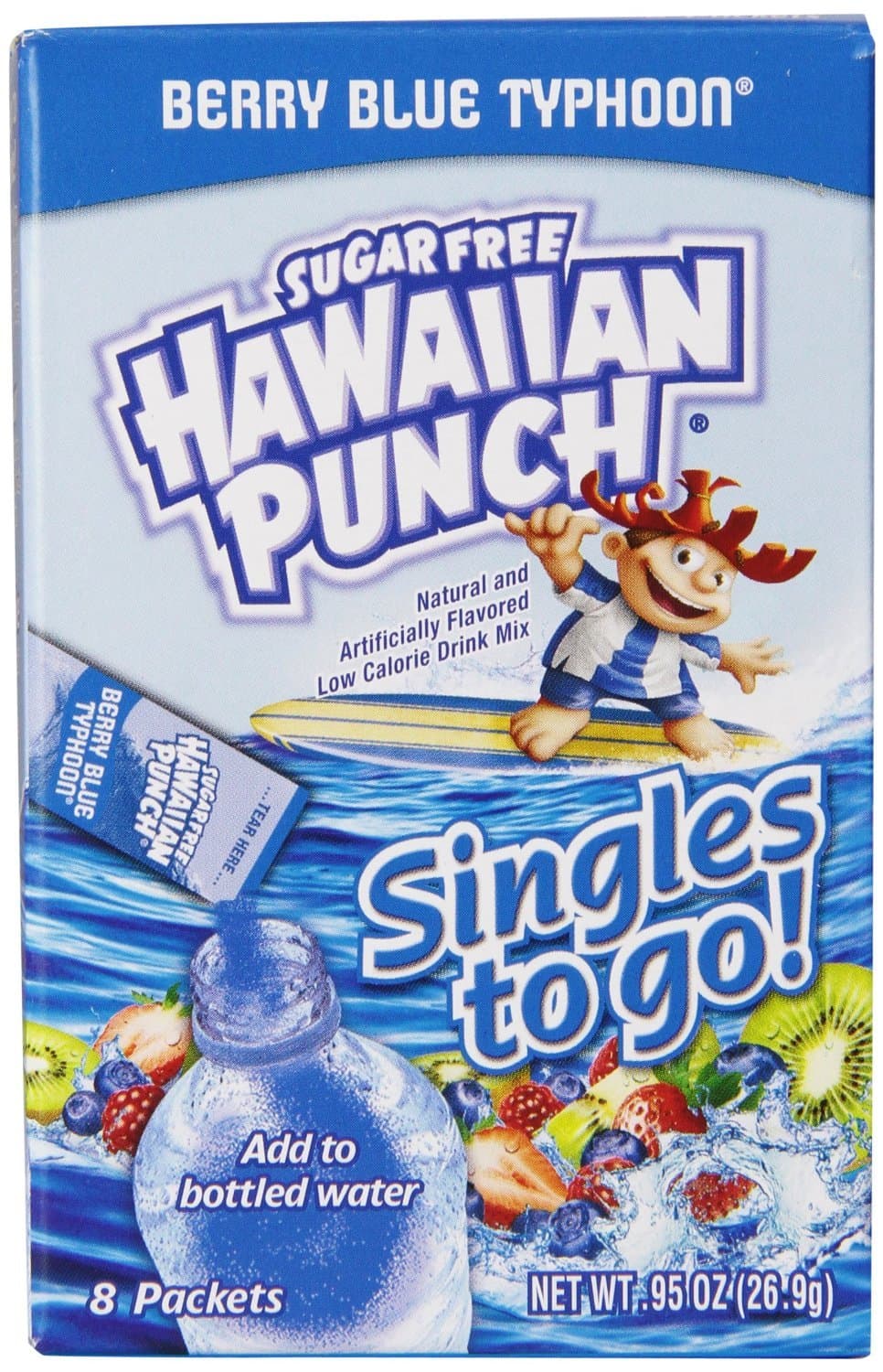 Hawaiian Punch Singles to Go Drink Mix, Berry Blue Typhoon 8count(pack of 6)
