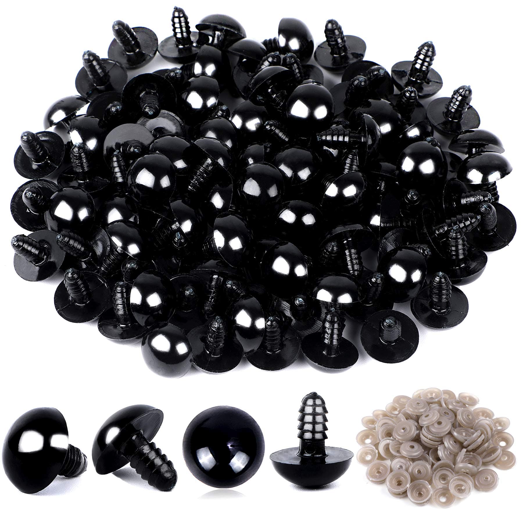 UPINS 120PCS Plastic Safety Crochet Eyes Bulk with 120PCS Washers for Crochet Crafts (0.48Inch/12mm)