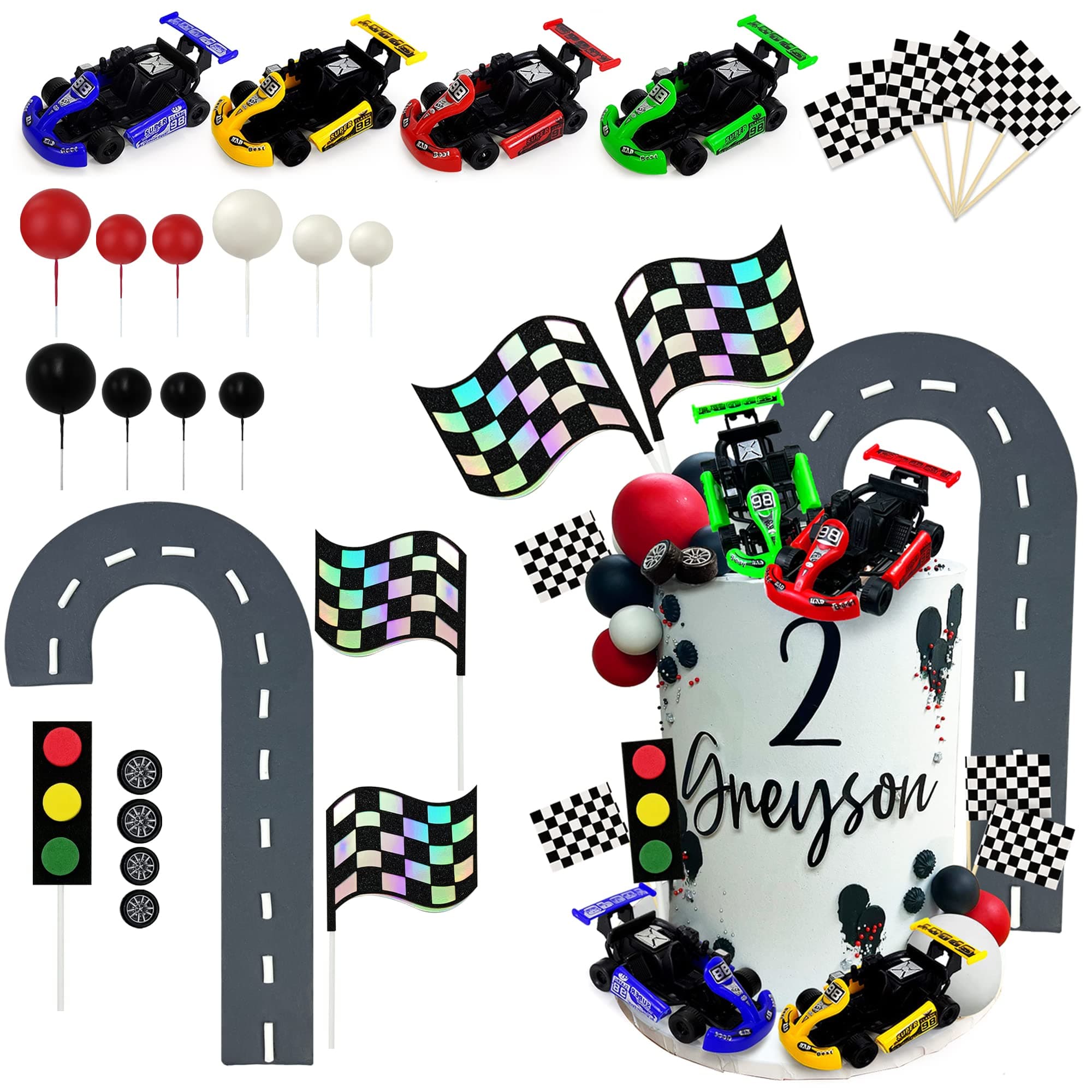 Racing Car Cake Decoration Car Cake Topper Racing Party Favors for Kids Birthday Supplies Baby Shower
