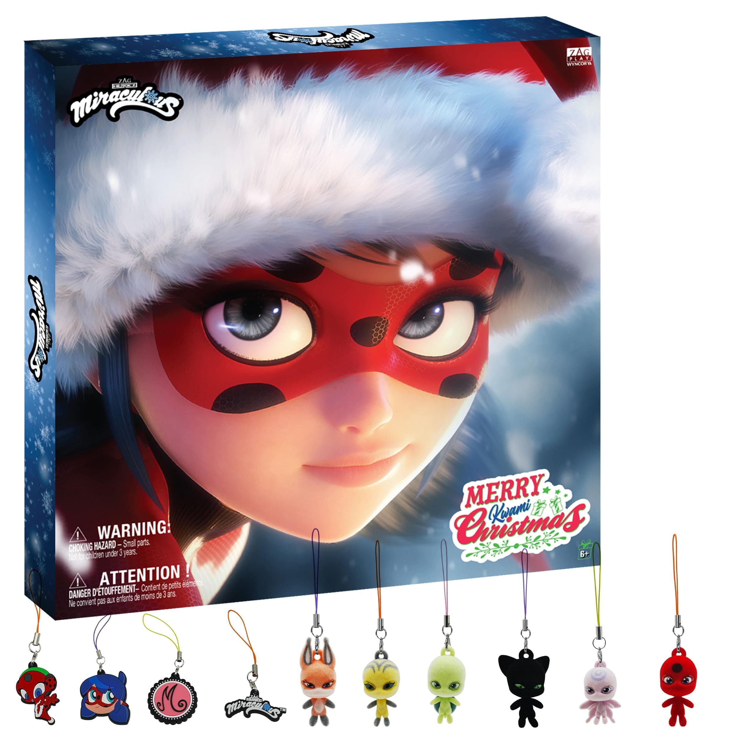 Ladybug - Ultimate Kwami Advent Calendar with Miniature Flocked Kwamis and EVA Seasonal Charms. Collectible Toys for Kids for Christmas with Hooks and Ribbons (Wyncor)