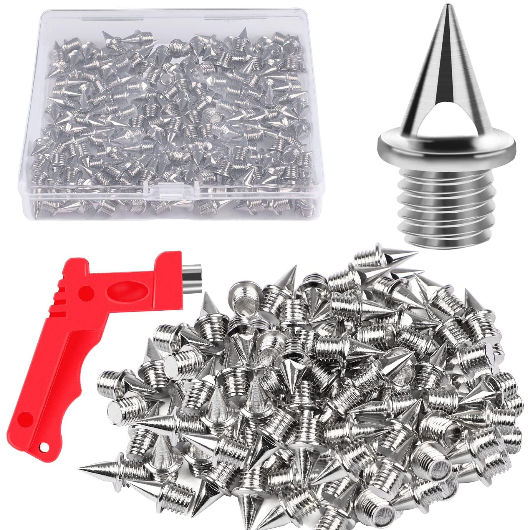 120PCS 1/4inch Stainless Steel Track and Cross Country Spikes Golf Shoe Spikes with Spike Wrench, Replacement Spikes for Sprint Sports Short Running Track Shoes