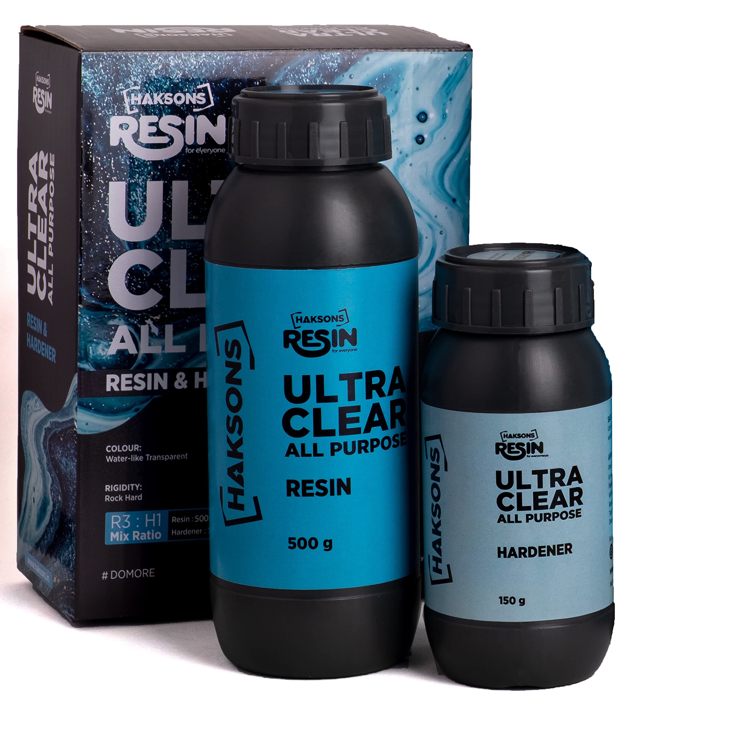 - Haksons Ultra Clear All Purpose Epoxy Resin and Hardener | Epoxy Resin Art Kit for Beginners | Non-Toxic Art Resin |Crystal Clear -Non Yellowing | (650 grams)