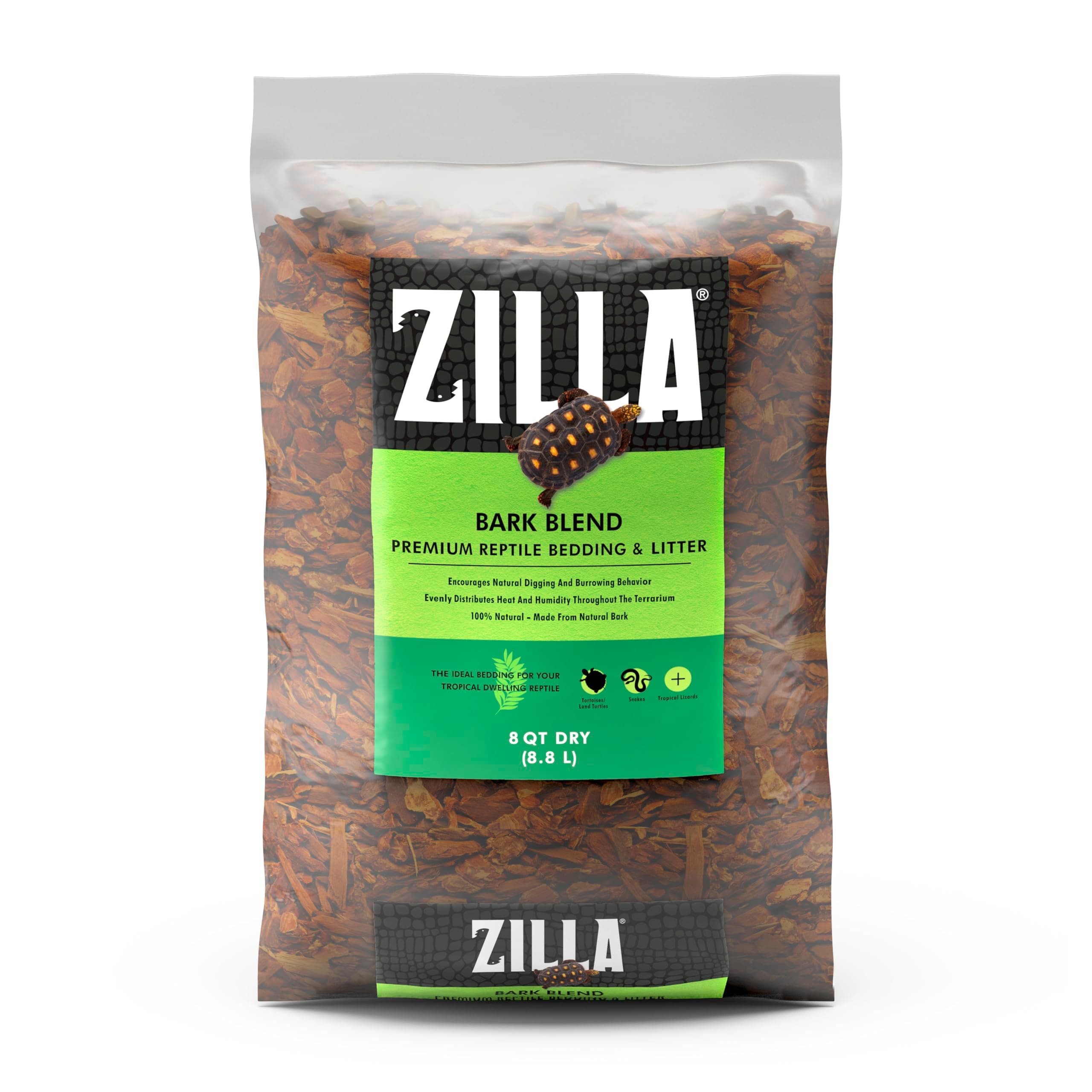 Zilla Reptile Terrarium Bedding Substrate Bark Blend, 8 Quart
