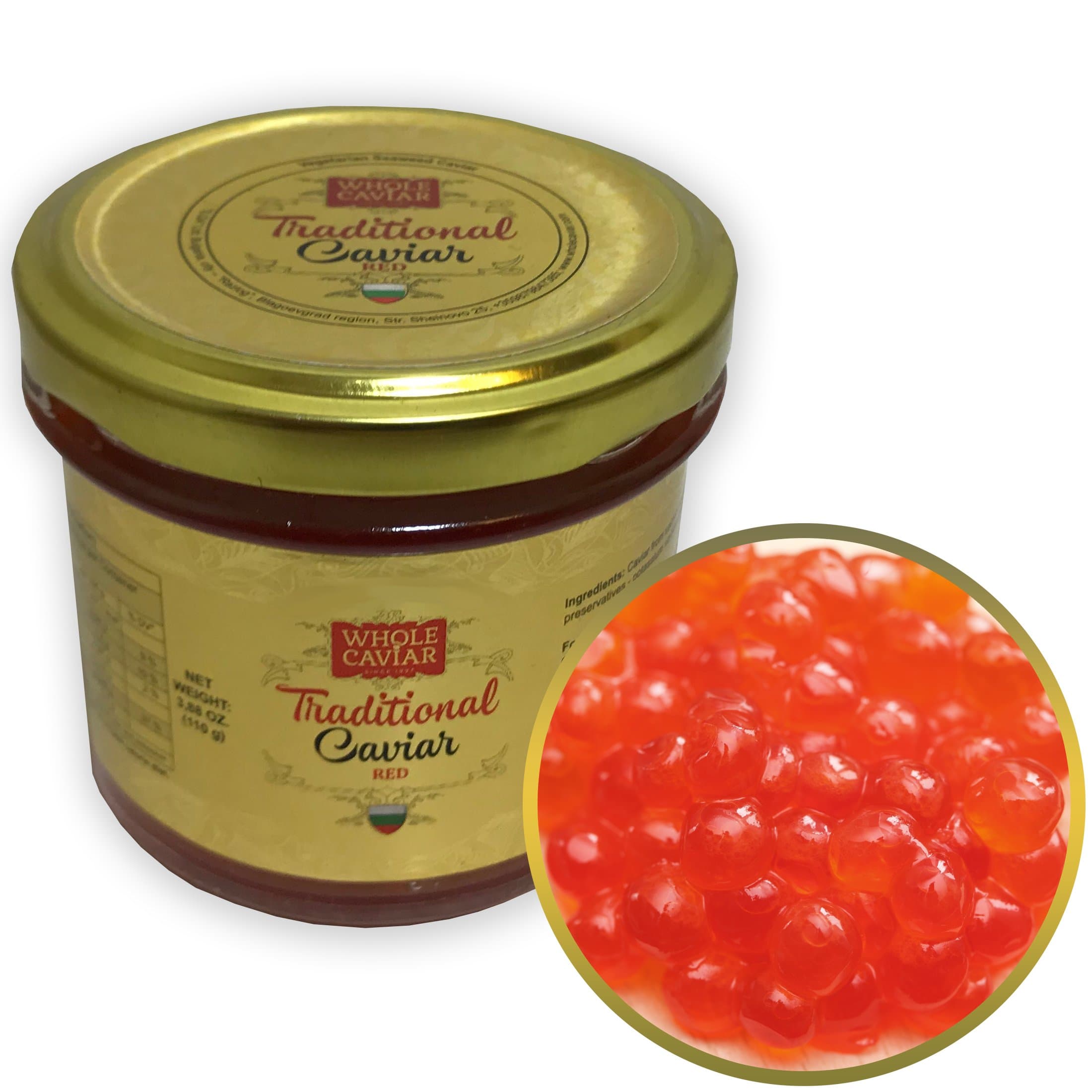 Red Caviar - Salmon Trout Caviar Roe - Best Caviar for Sushi - RUSSIAN Style Traditional Caviar, 3.88 Oz - 110 gr - Glass Jar