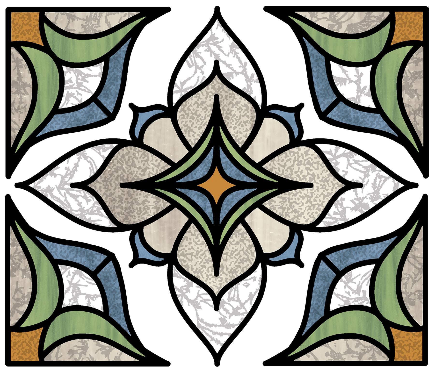 In Home NH2415 Blue Alden Stained Glass Decal, Green