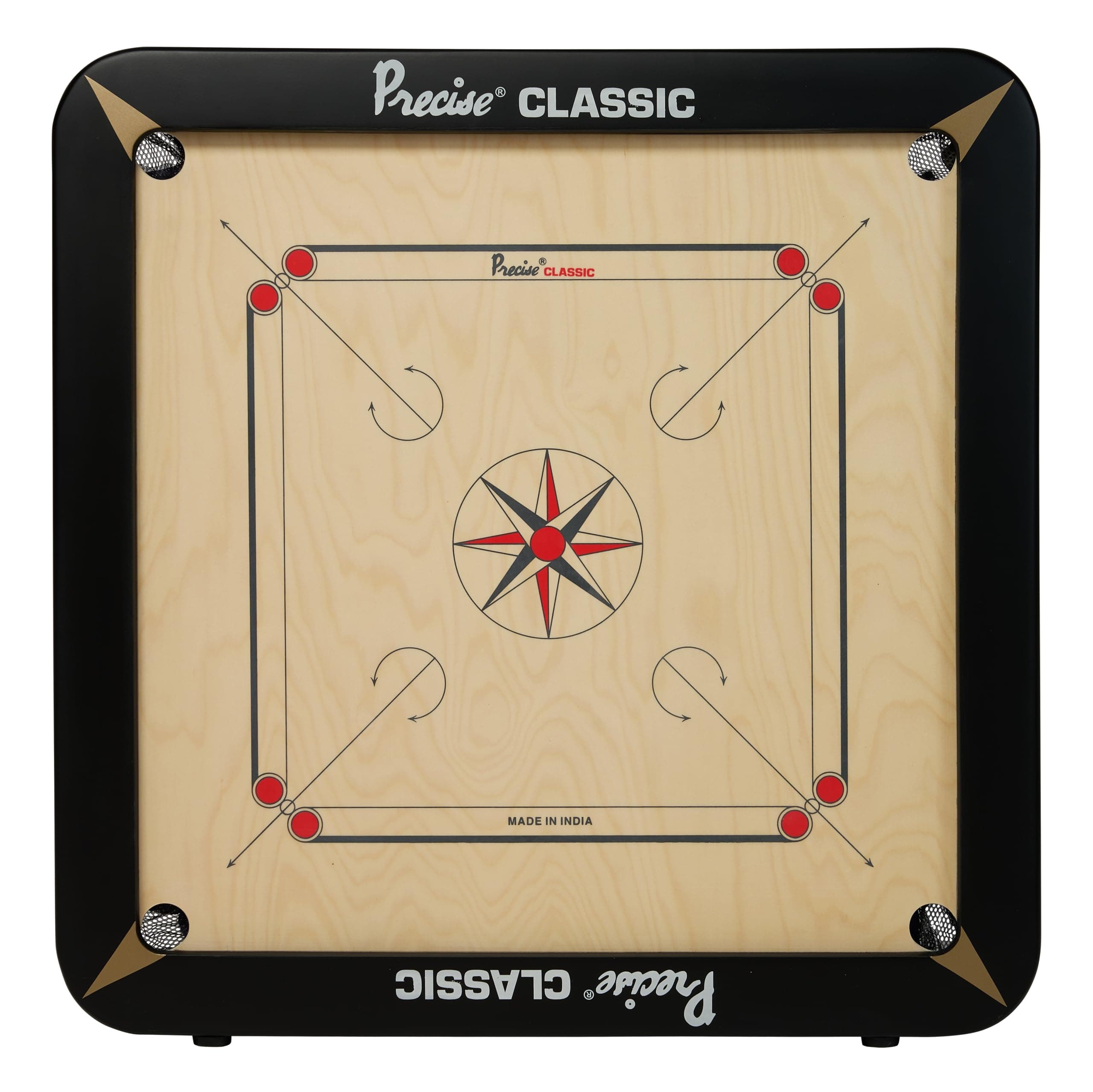 Tabakh Finest 24mm Carrom Board with Coins, Striker, and Powder for 4 Players, Ages 6+