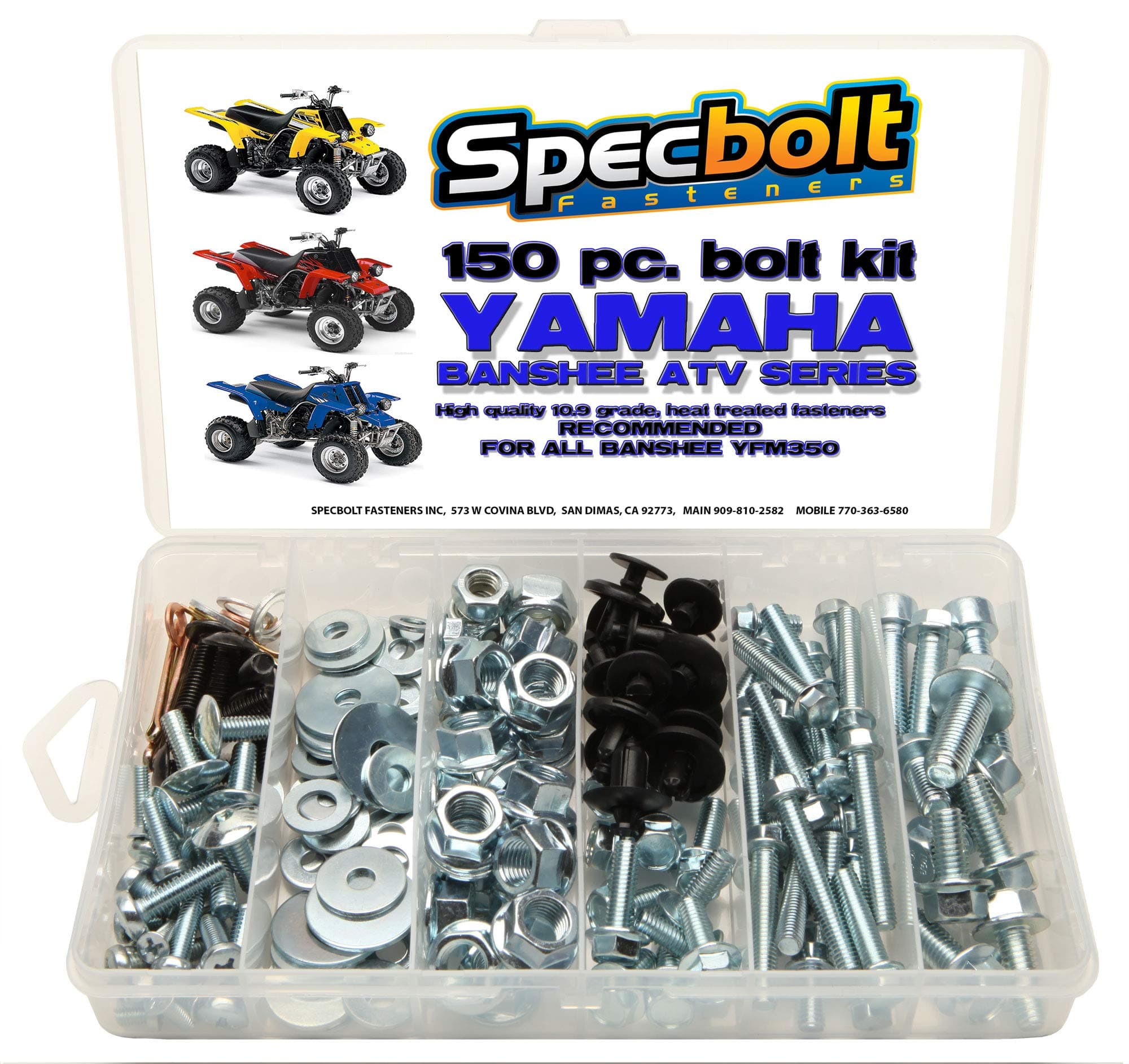 Specbolt Fasteners Brand Bolt Kit. Fits all Yamaha Banshee YFM350 Models ATV(150 pc) Maintenance for plastics body engine exhaust frame seat radiators guards