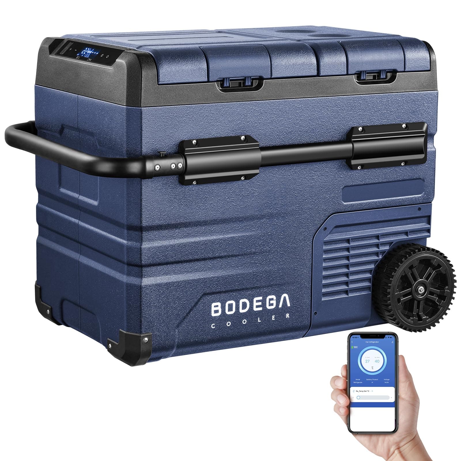 BODEGACOOLER 12V Portable Refrigerator,48 Quart(45L) Car Fridge,RV Car Refrigerator,Portable Fridge Freezer, -4℉-68 Cooler APP Control 12/24V DC and 100-240V AC for Car,Travel(2 Doors)