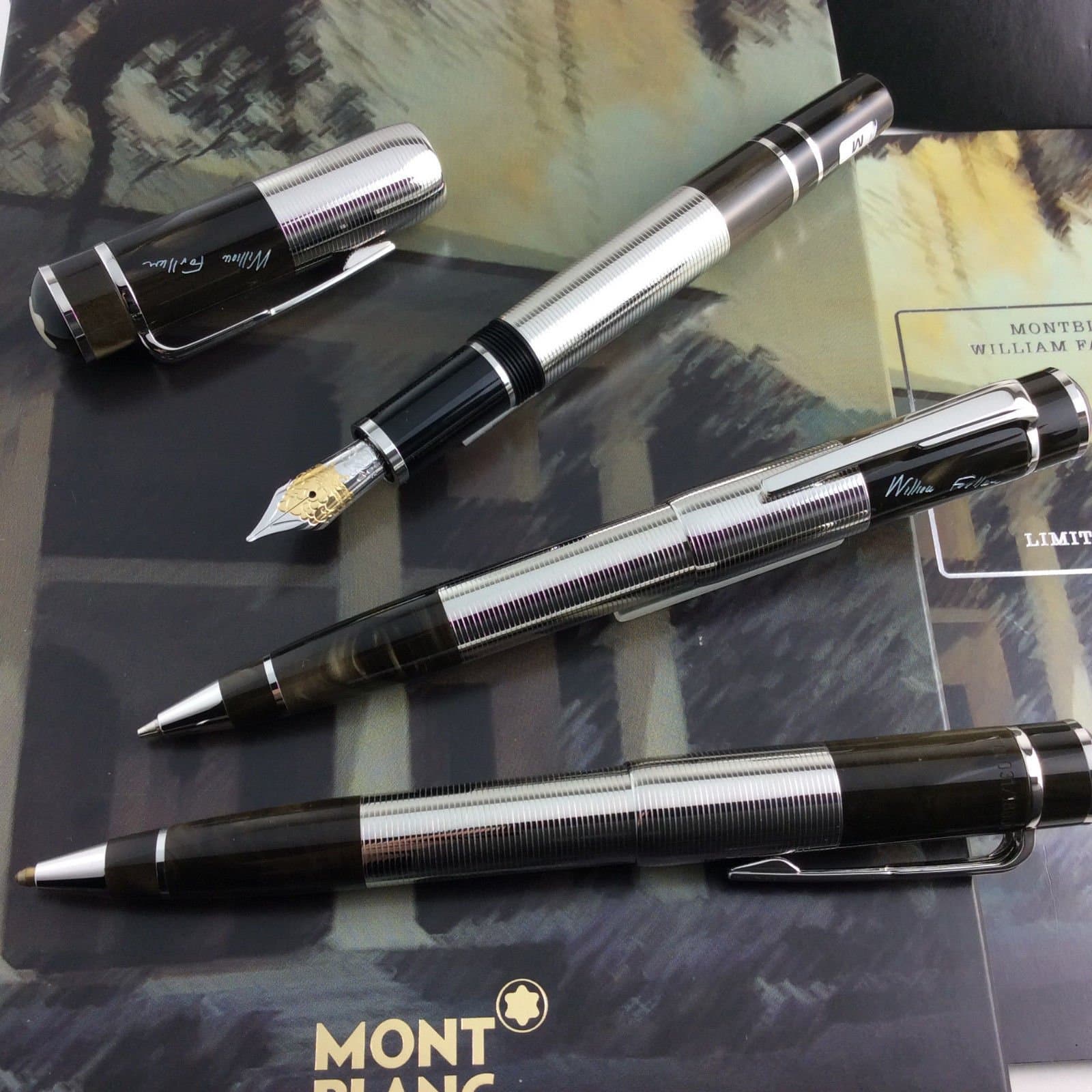 MONTBLANC WRITERS EDITION WILLIAM FAULKNER 3pc FOUNTAIN BALLPOINT PENCIL Pen SET