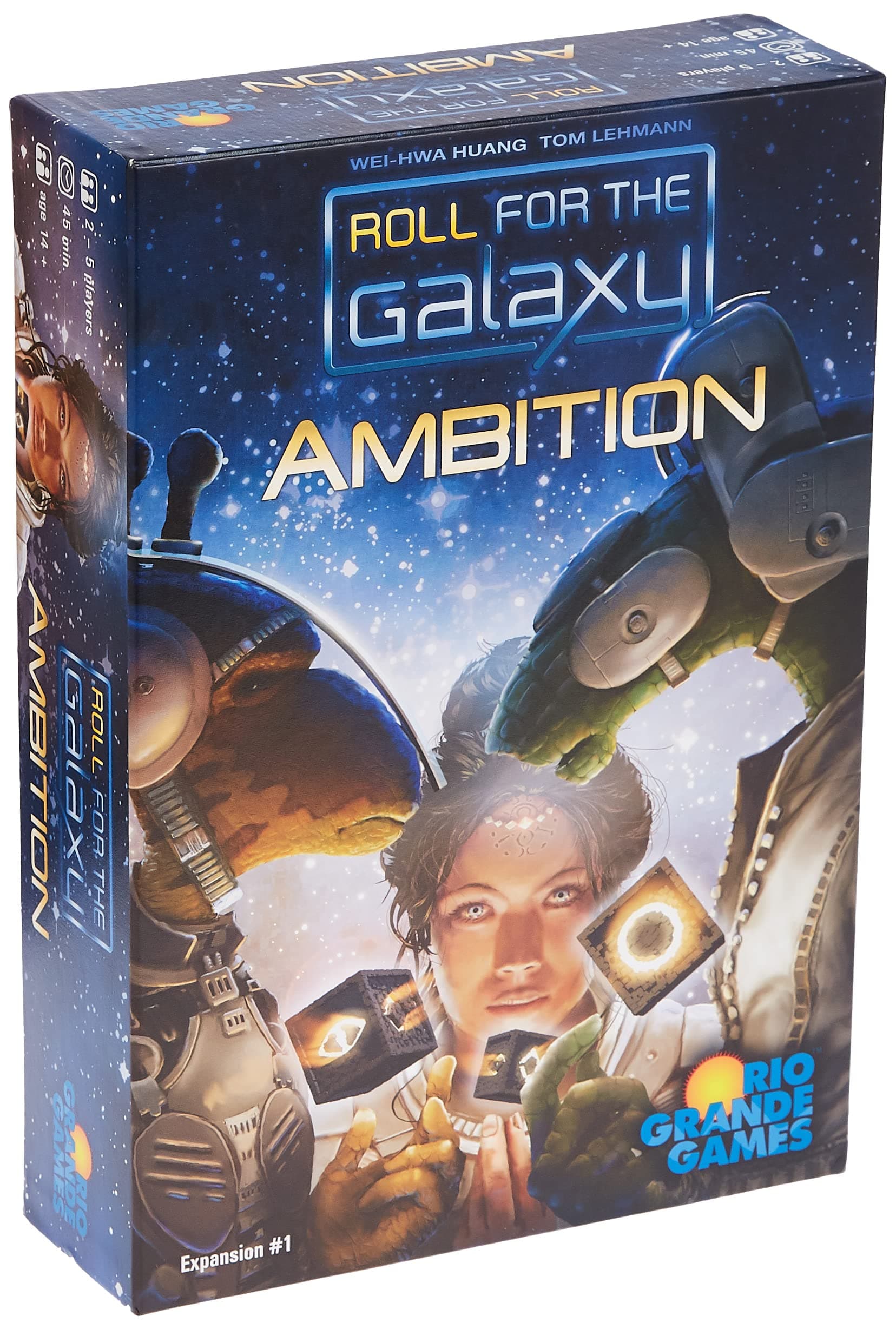 Rio Grande Games Roll for The Galaxy: Ambition Expansion - Strategy Board Game with Customizable Tank