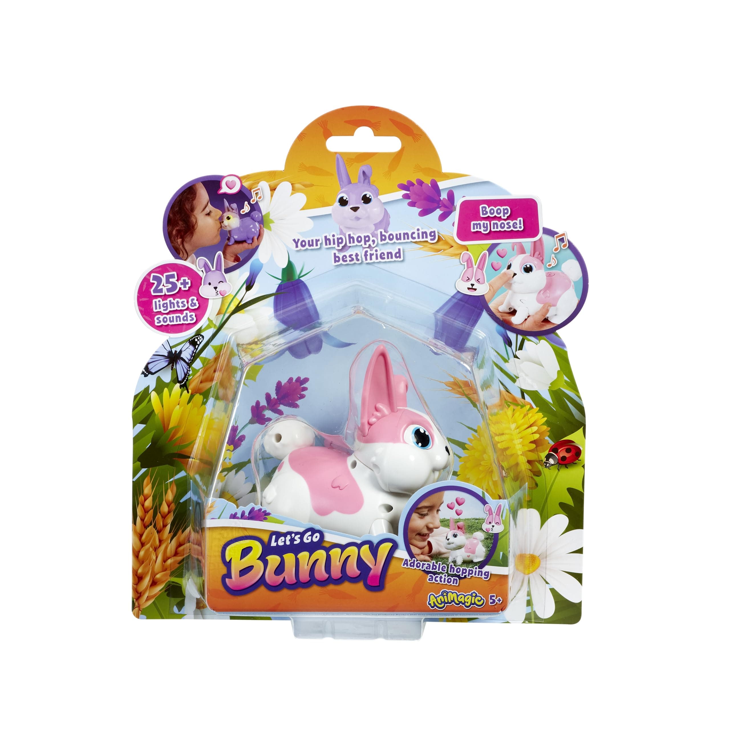 Animagic: Lets Go Bunny - Pink | Your Hip, Hop Bouncing Best Friend! | Interactive Walking Pet Bunny with Over 25 Lights and Sounds | For Ages 5+