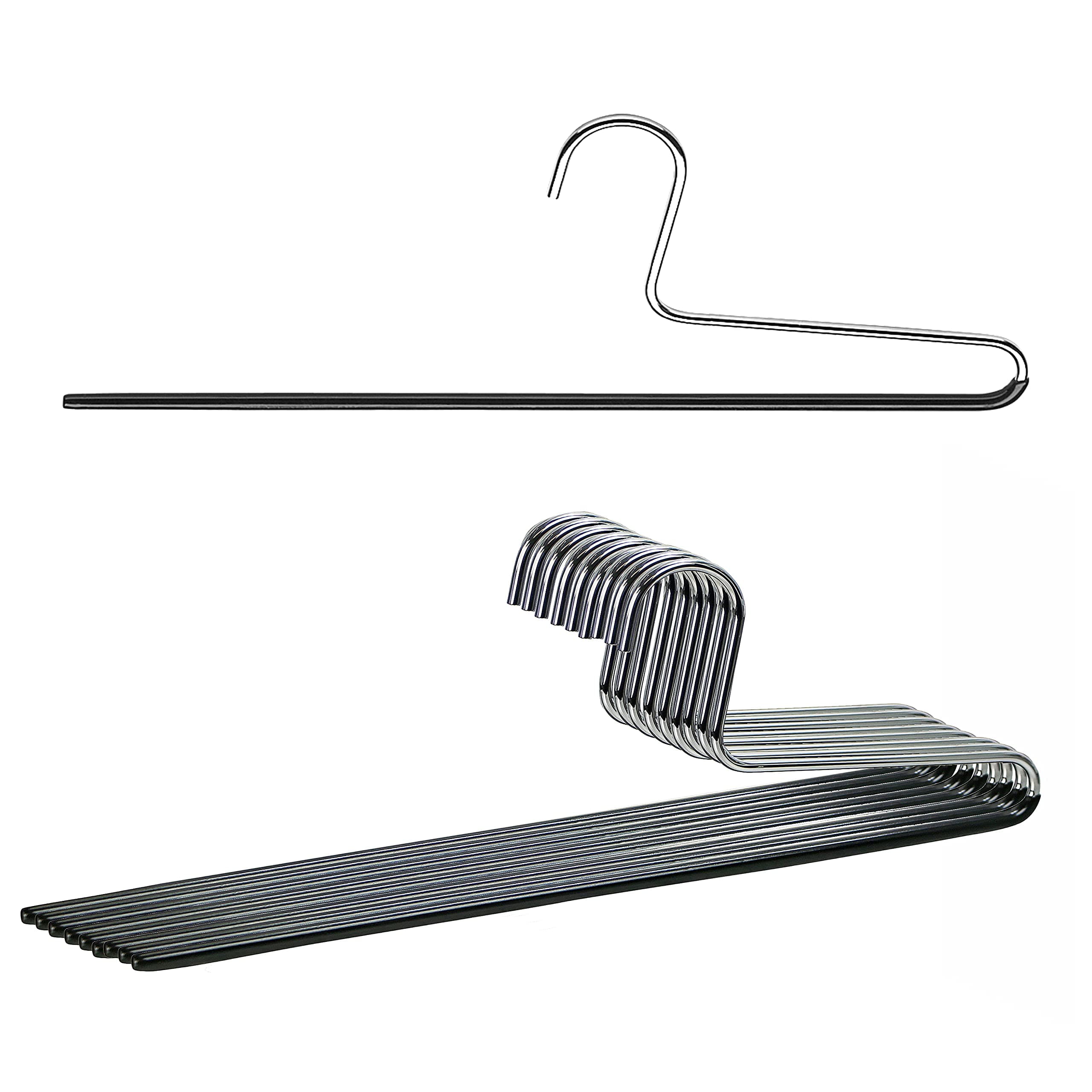 by Reston Lloyd Trouser Series Non-Slip Space-Saving Clothes Hanger with Single Rod for Pants, Style KH/1, Set of 10, Black