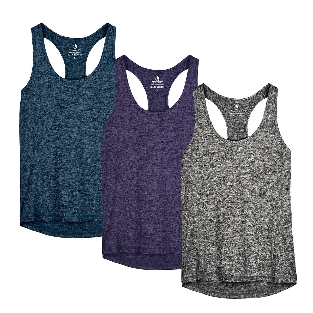 Women's Racerback Workout Athletic Running Tank Tops (Pack of 3)