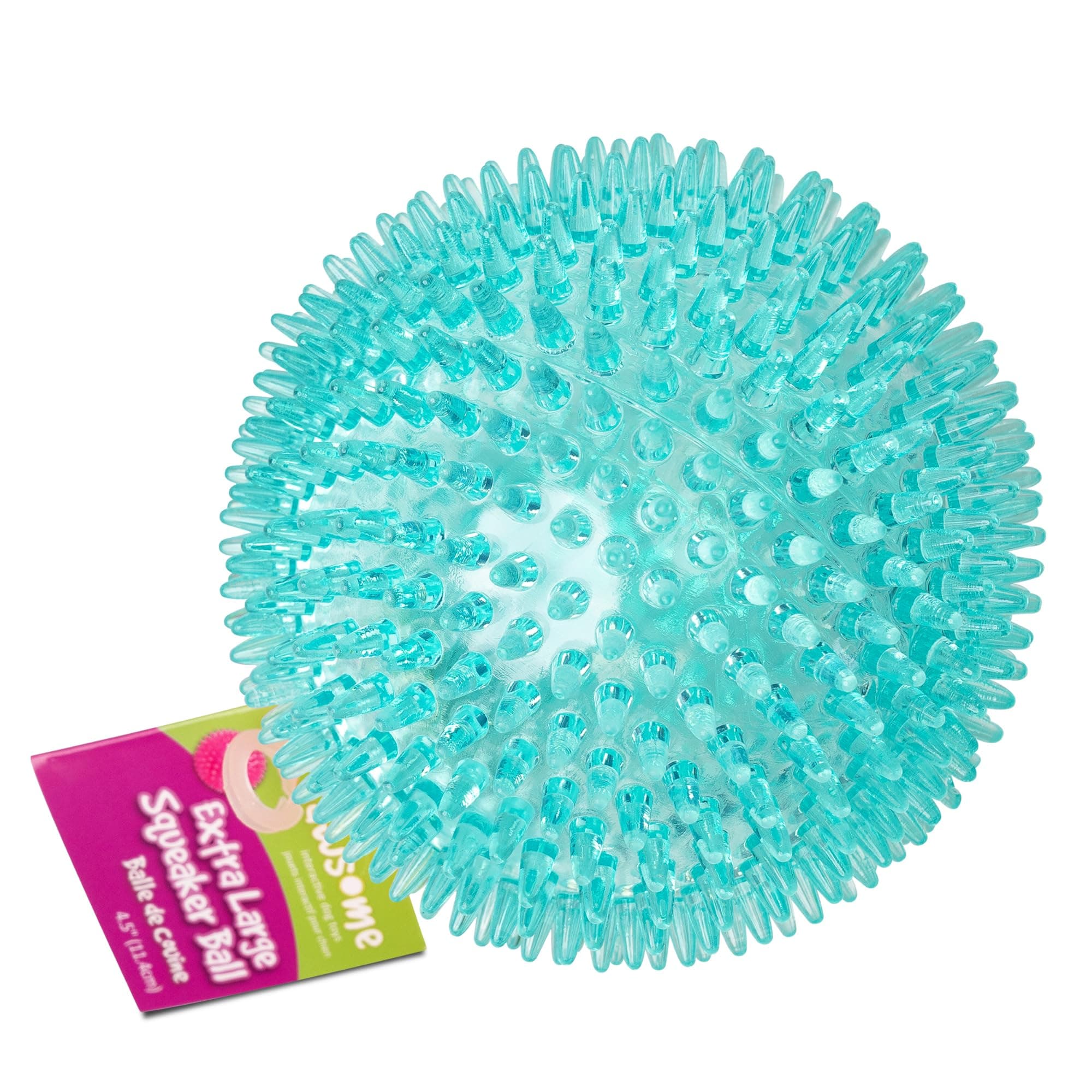 4.5” Spiky Squeaker Ball Dog Toy - Extra Large, Cleans Teeth and Promotes Good Dental and Gum Health for Your Pet, Colors will vary, 4.5"