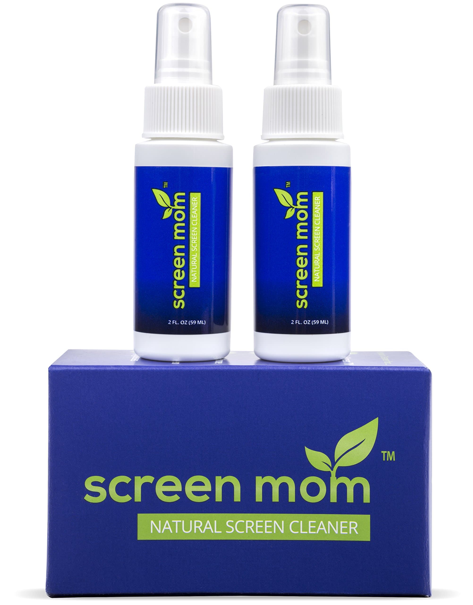 Screen Cleaner Spray and Microfiber Cloths 2-Pack (2x2oz) Formulated in USA by Screen Mom-Screen Cleaner Spray and Wipe for TV, Computer, Phone, iPad, Car Screen Cleaning Kit Electronic Cleaner Spray