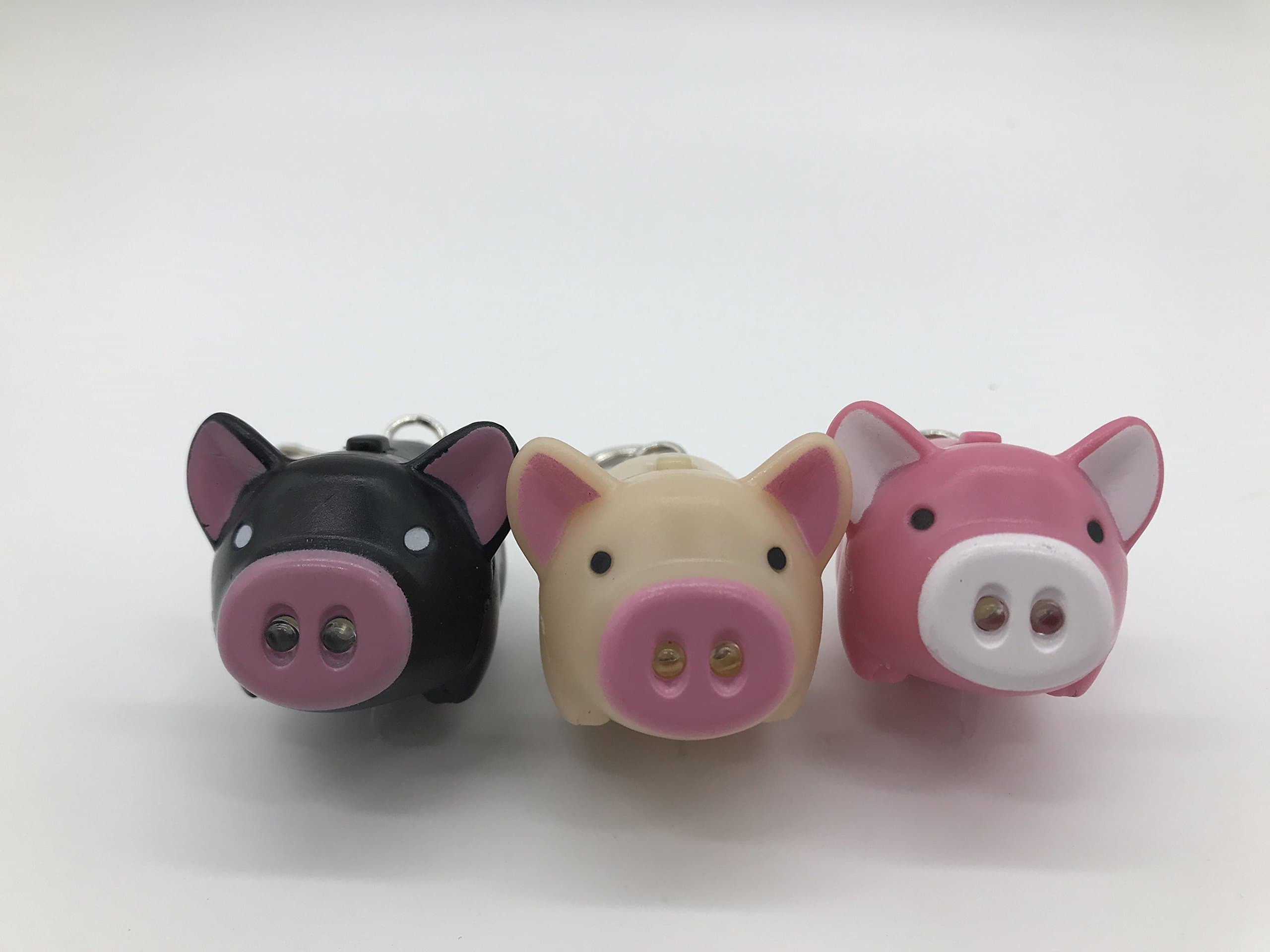 3pcs/lot Cartoon Oink Piggy Light & Sound Keychains Pink, Beige, Black Little Piggy Design Led Keychain Flashlight (3pcs) 5.0 out of 5 stars 5 customer reviews