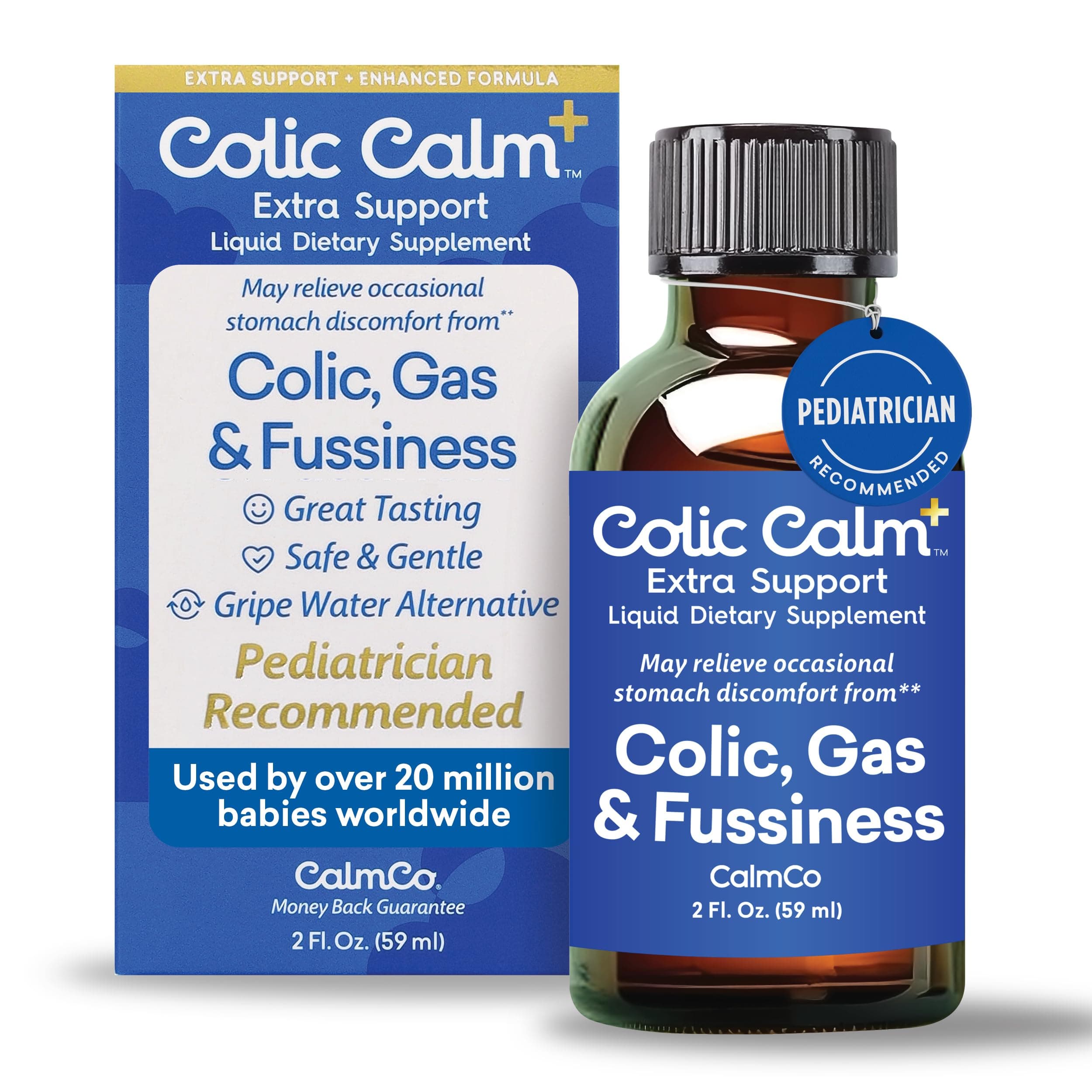Colic Calm Plus - Gripe Water with Extra Support, Infant Gas Drops for Newborns, Colic & Upset Stomach Relief, Safe & Gentle, Baby Essentials for Digestive Health, 2 fl oz (Pack of 1)