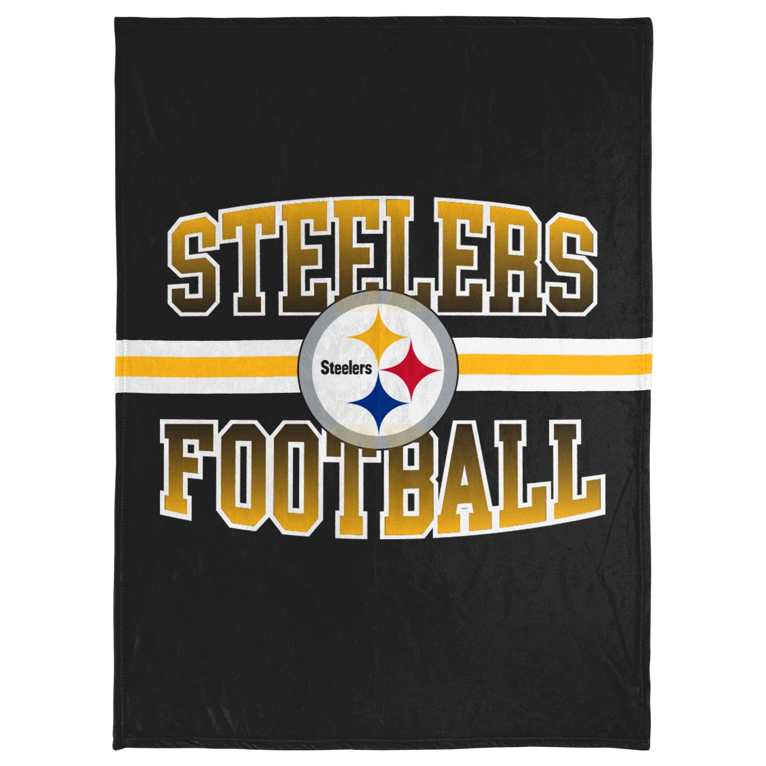 FOCO NFL Micro Raschel Plush Throw Blanket, Stripe Logo 45 x 60, Pittsburgh Steelers