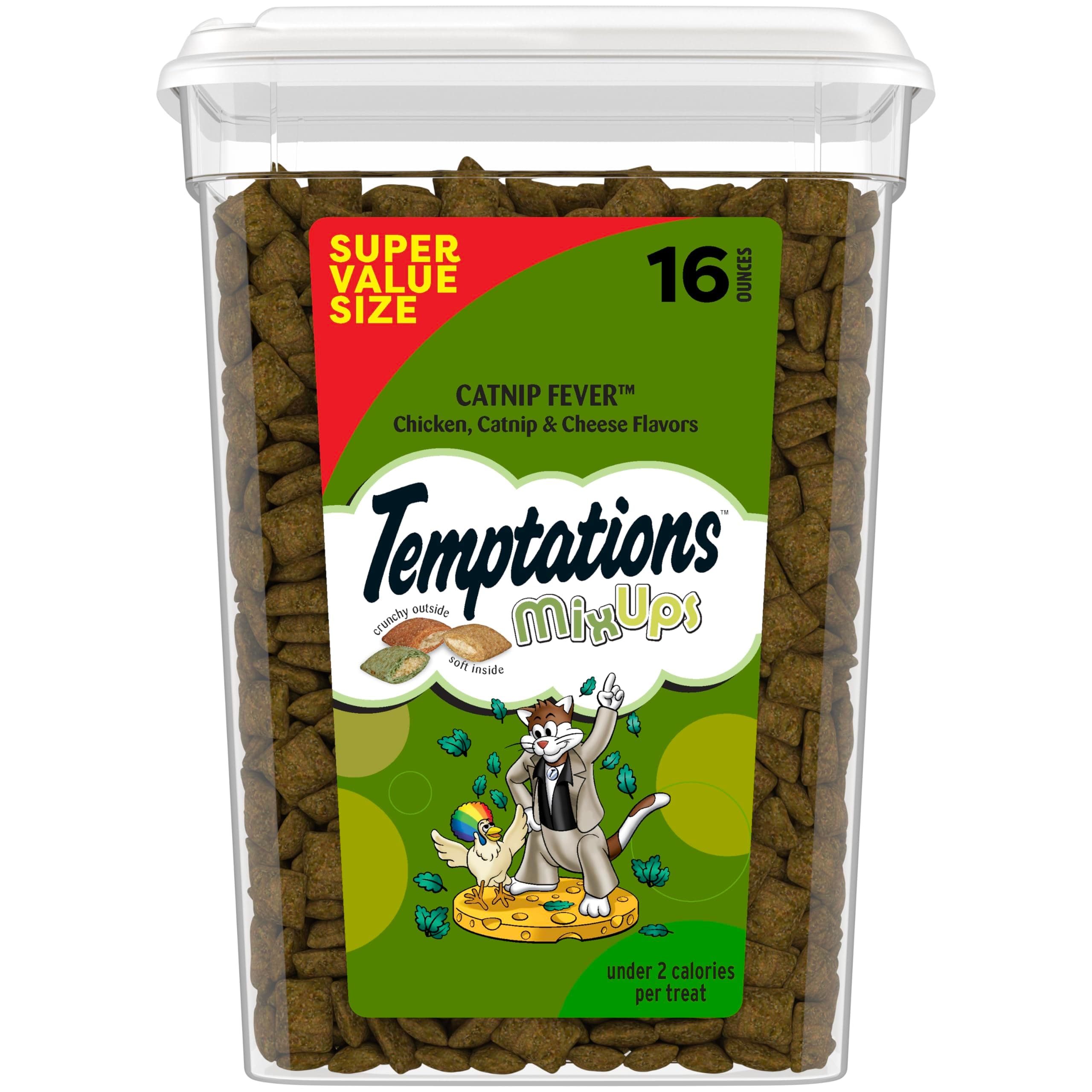 MixUps Catnip Fever Flavor Crunchy and Soft Cat Treats, 16 oz. Tub