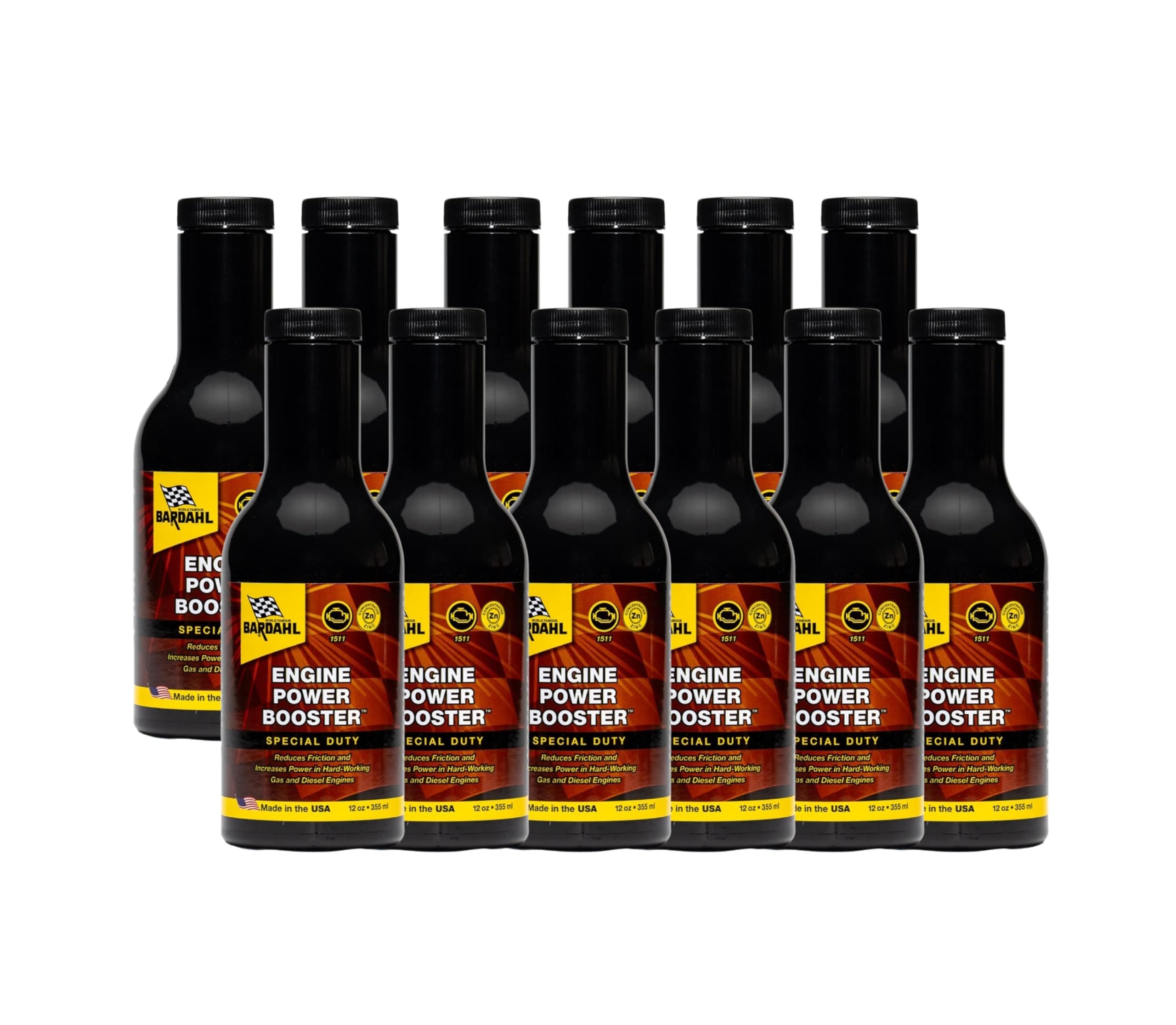 Bardahl 1511 Engine Power Booster - Motor Oil Additive for Engine Power and Efficiency - Car Engine Restore Treatment - Made for High Performance, Heavy Loads, Towing, RVs, Off Roading - 12 Pack